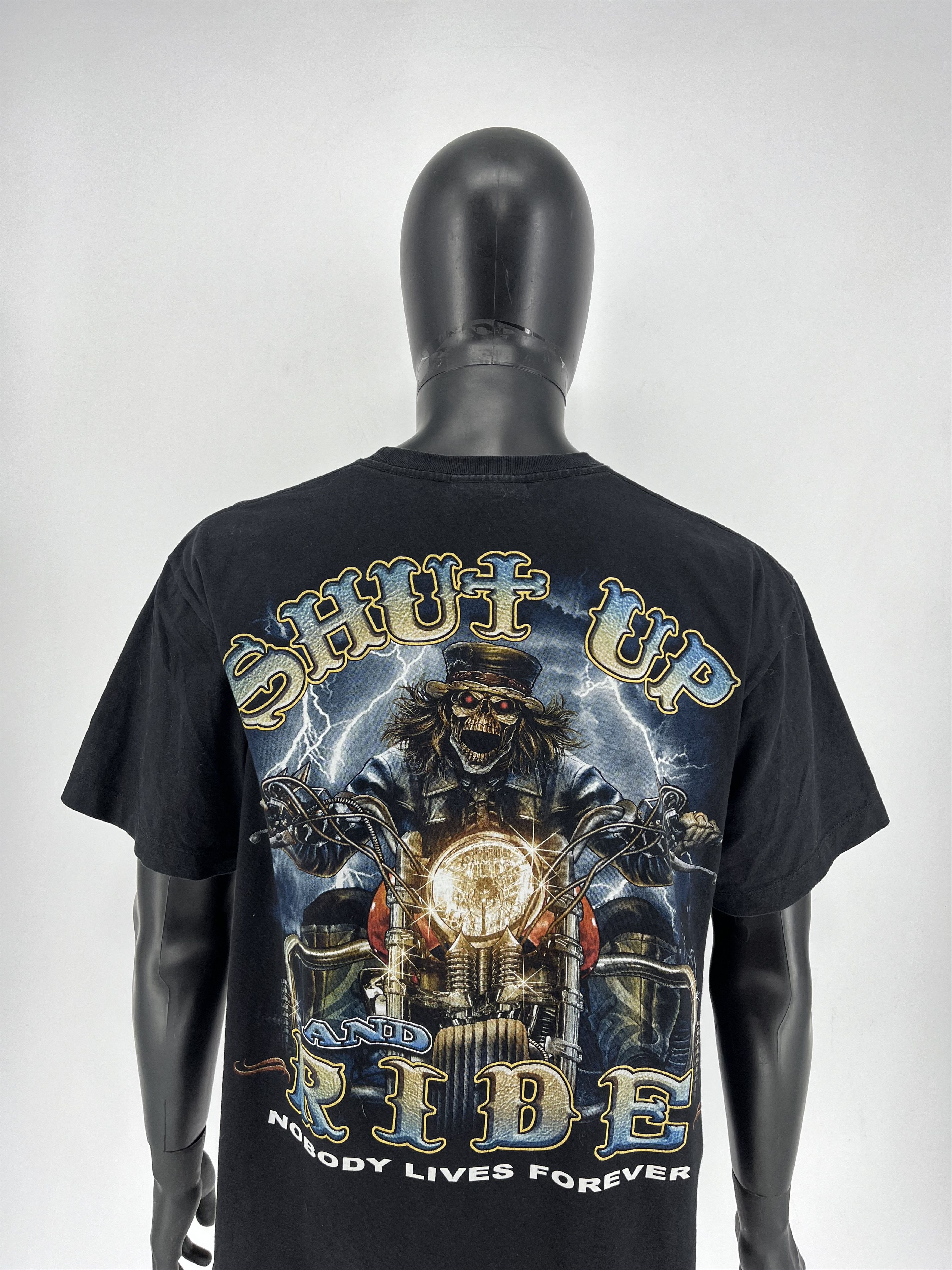 Other Vintage 90s Shut Up and RIDE Biker T-Shirt, Skeleton Comin Size US L / EU 52-54 / 3 - 8 Thumbnail