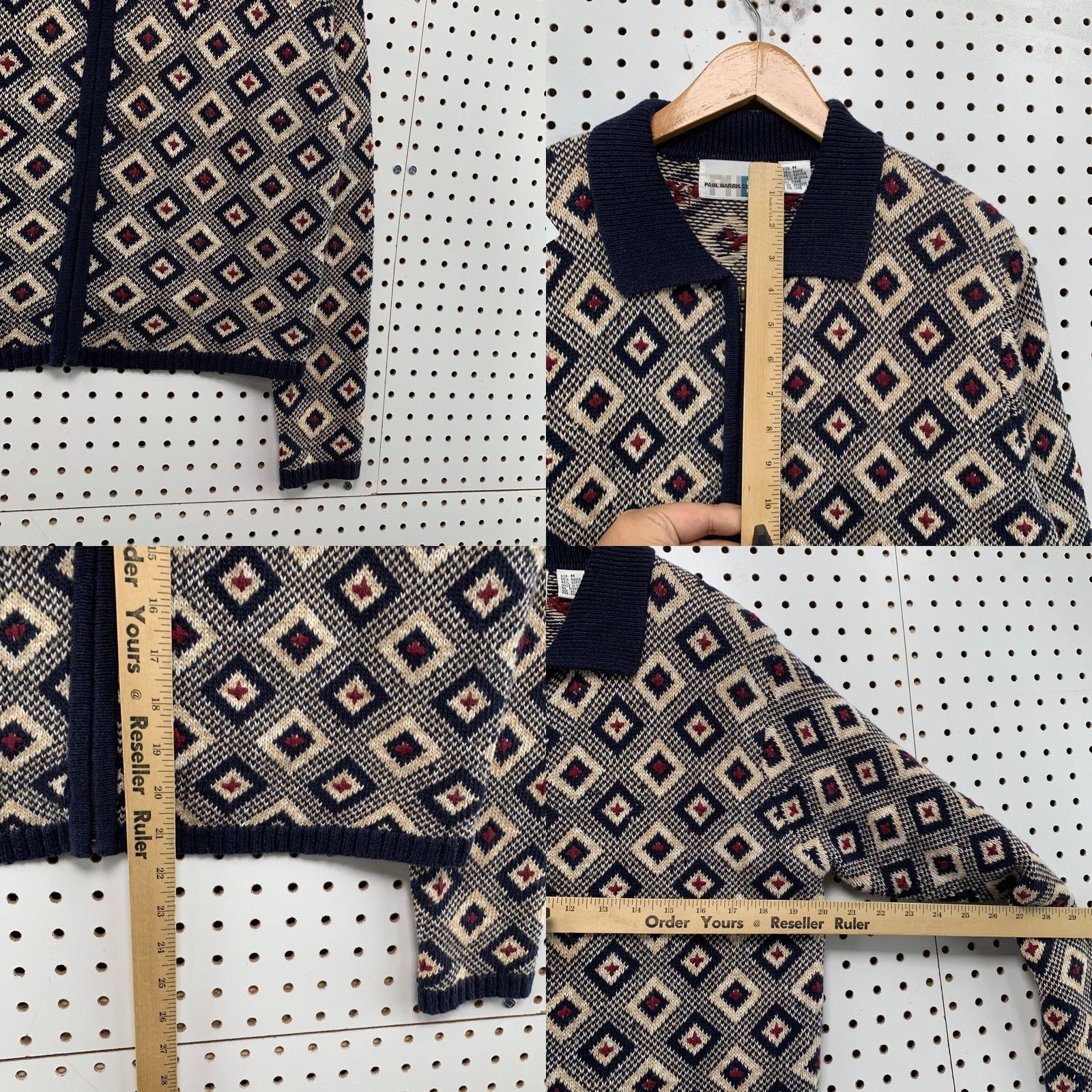Vintage VINTAGE Paul Harris Design Cardigan Zip Sweater Womens M Geometric Diamond Size M / US 6-8 / IT 42-44 - 8 Thumbnail