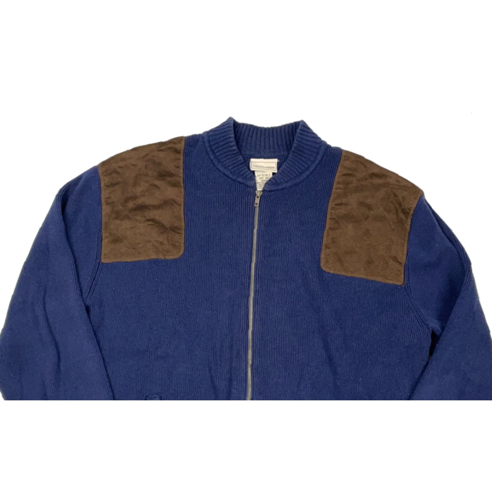 Vintage Boulder Creek Navy Blue Full-Zip Sweater Heavyweight Faux Suede Patches 2XL Size US XXL / EU 58 / 5 - 3 Thumbnail