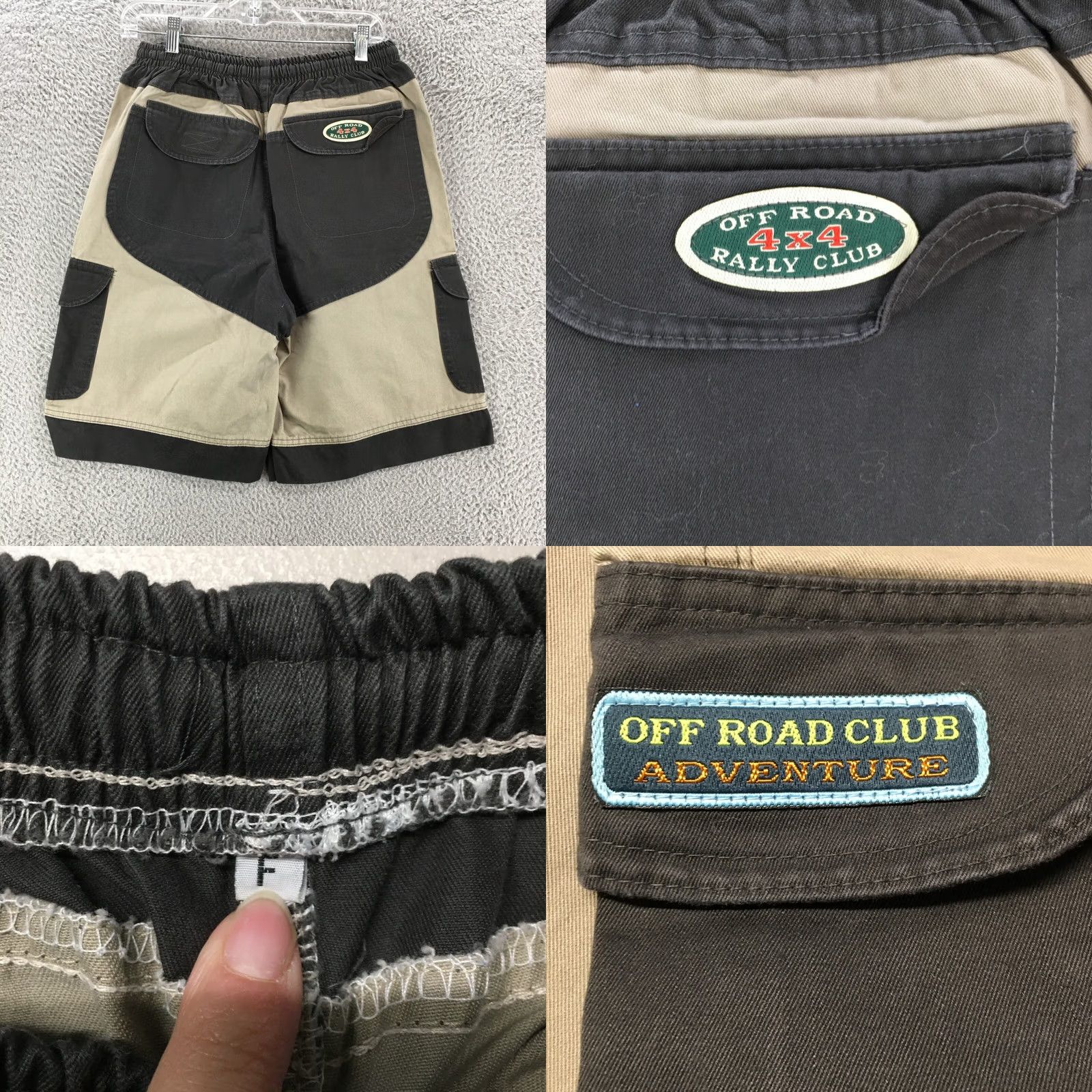 Vintage Off Road Adventure Cargo Shorts Mens 28x9.5 Beige Grey High Rise Elastic Waist Casual Cargo Pocket Regular Rise Men Size US 28 / EU 44 - 8 Thumbnail
