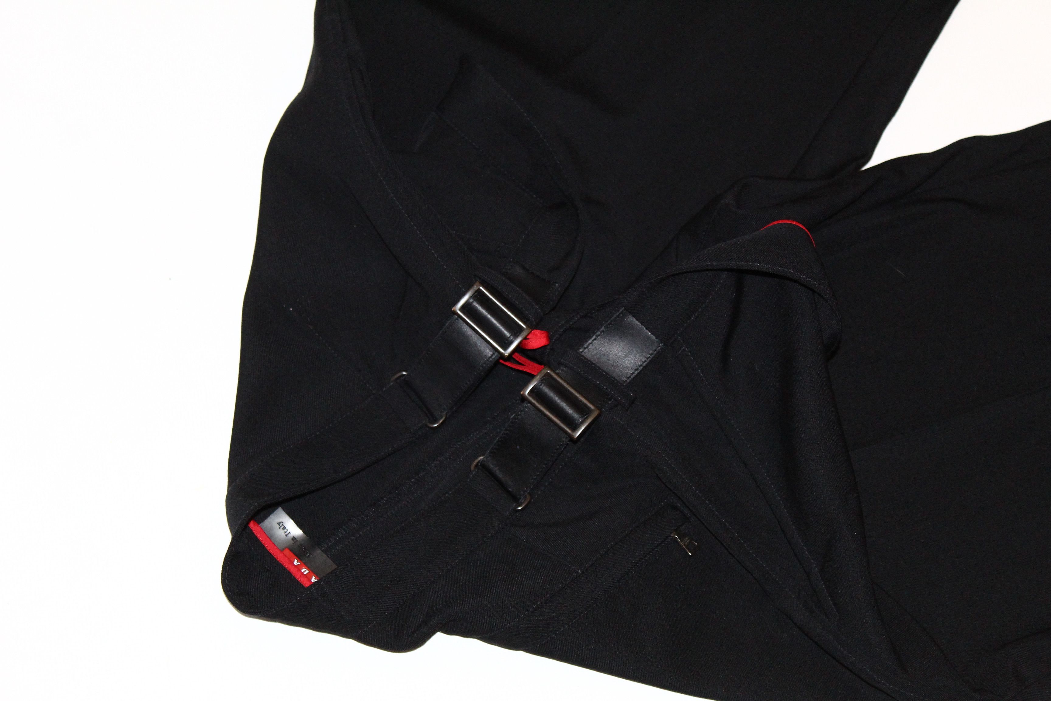 Prada Prada Linea Rossa Wide-leg Wool Twill Pants Pintuck Leather Size US 38 / EU 54 - 10 Thumbnail