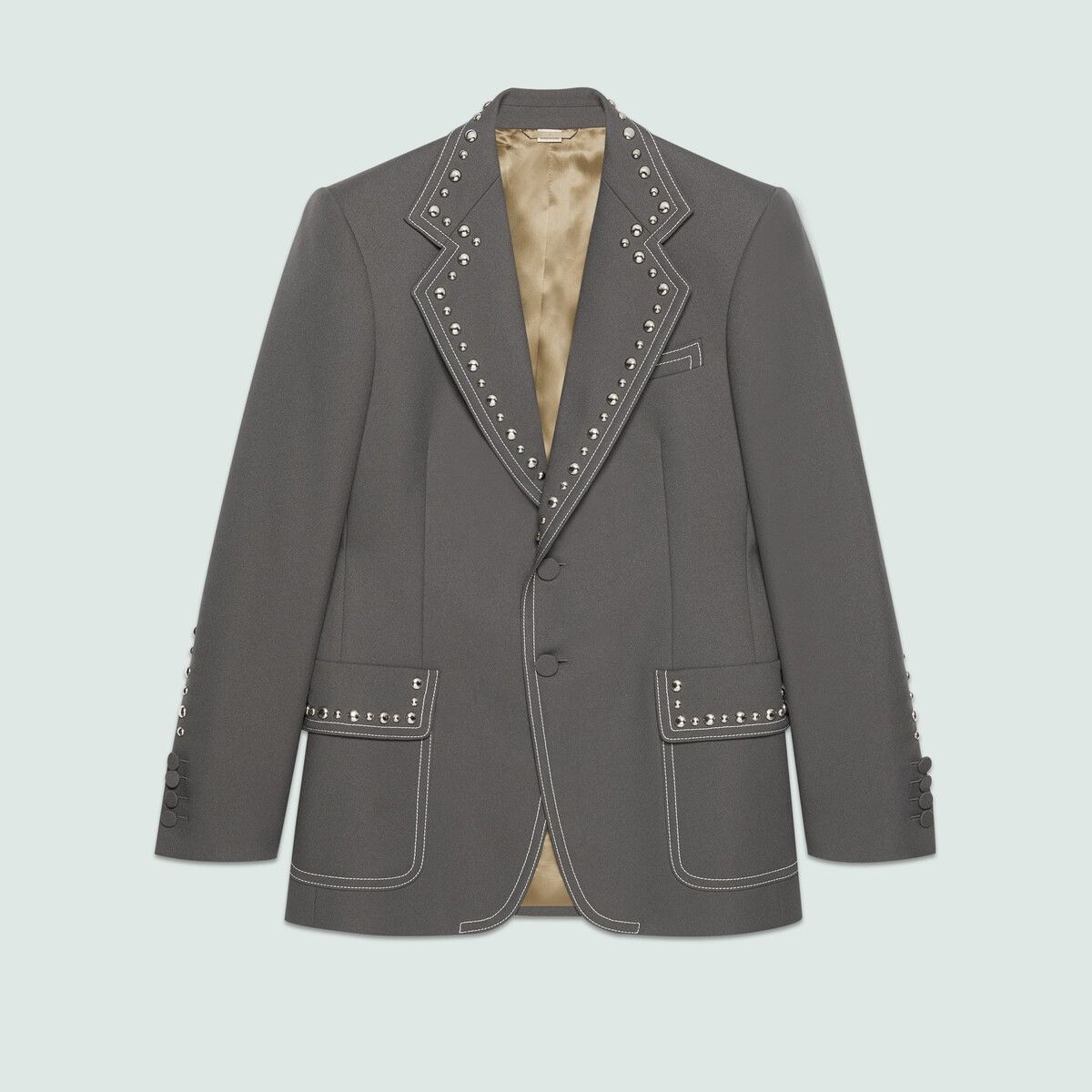 Gucci o1w1db10525 Fluid Drill Studded Jacket in Grey Size US L / EU 52-54 / 3 - 1 Thumbnail