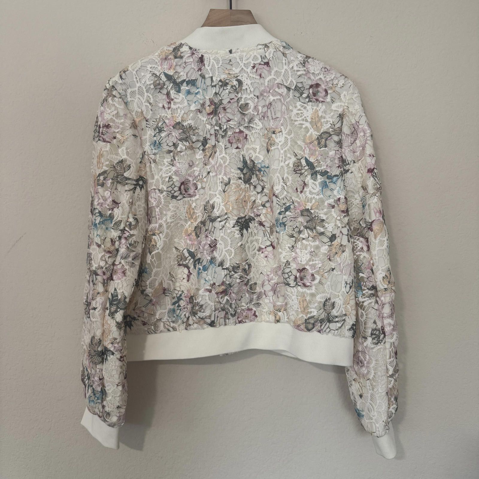 Other Nanette Lepore Jacket Women's L White Lace Crochet Floral Size L / US 10 / IT 46 - 6 Thumbnail