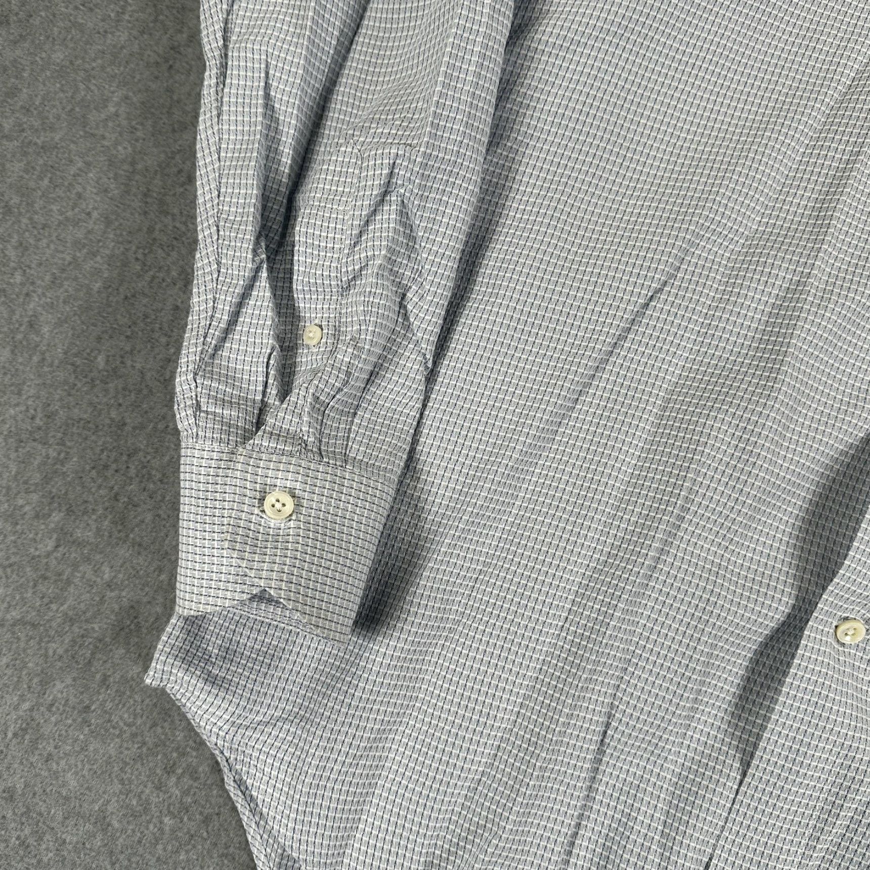 Canali Canali Dress Shirt Mens 42/16.5 Blue Check Long Sleeve Spread Collar Italy Size 46R - 4 Thumbnail
