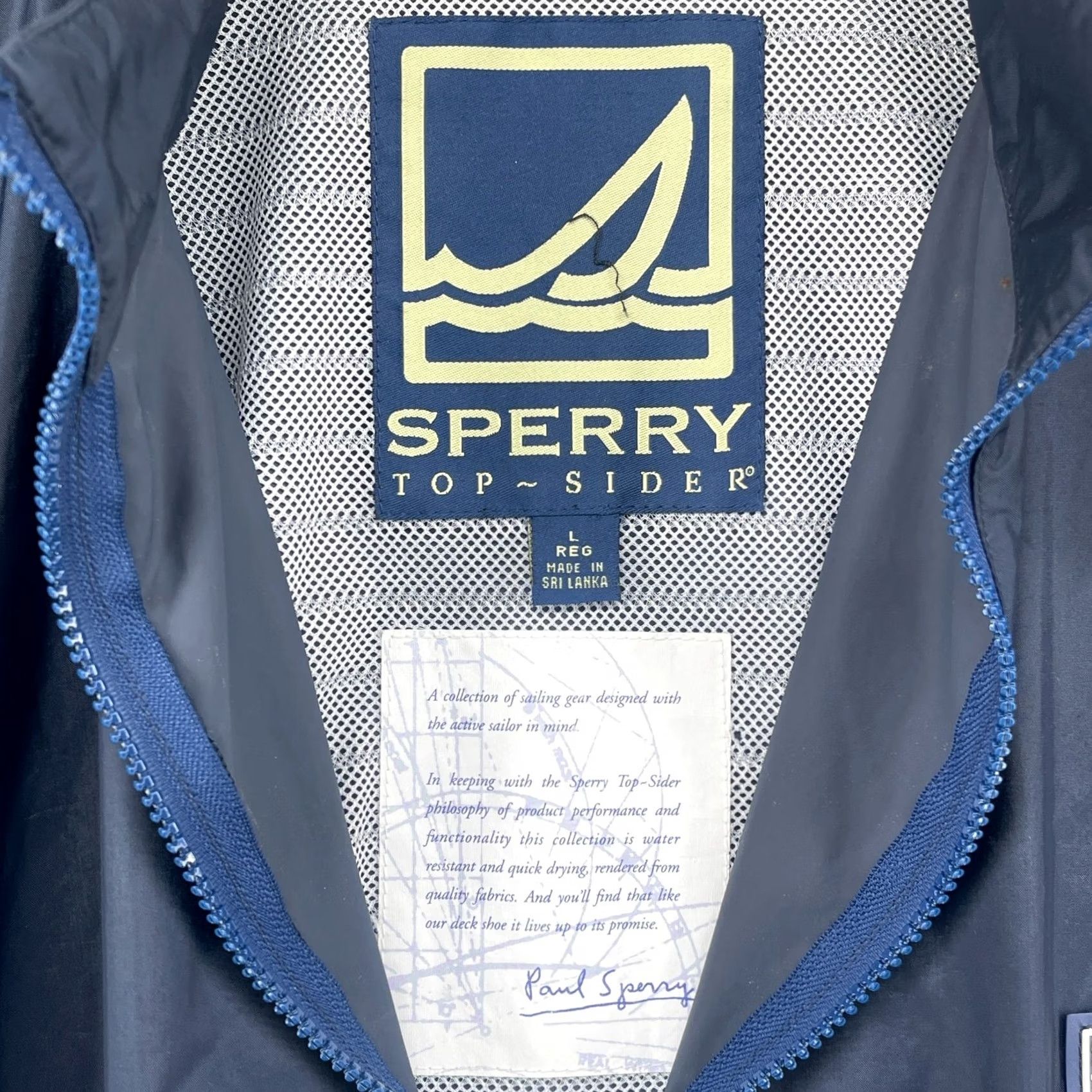 Sperry SPERRY Top Sider Windbreaker Jacket Mens L Blue Nylon 1/2 Zip Pullover Cinched Size US L / EU 52-54 / 3 - 4 Thumbnail