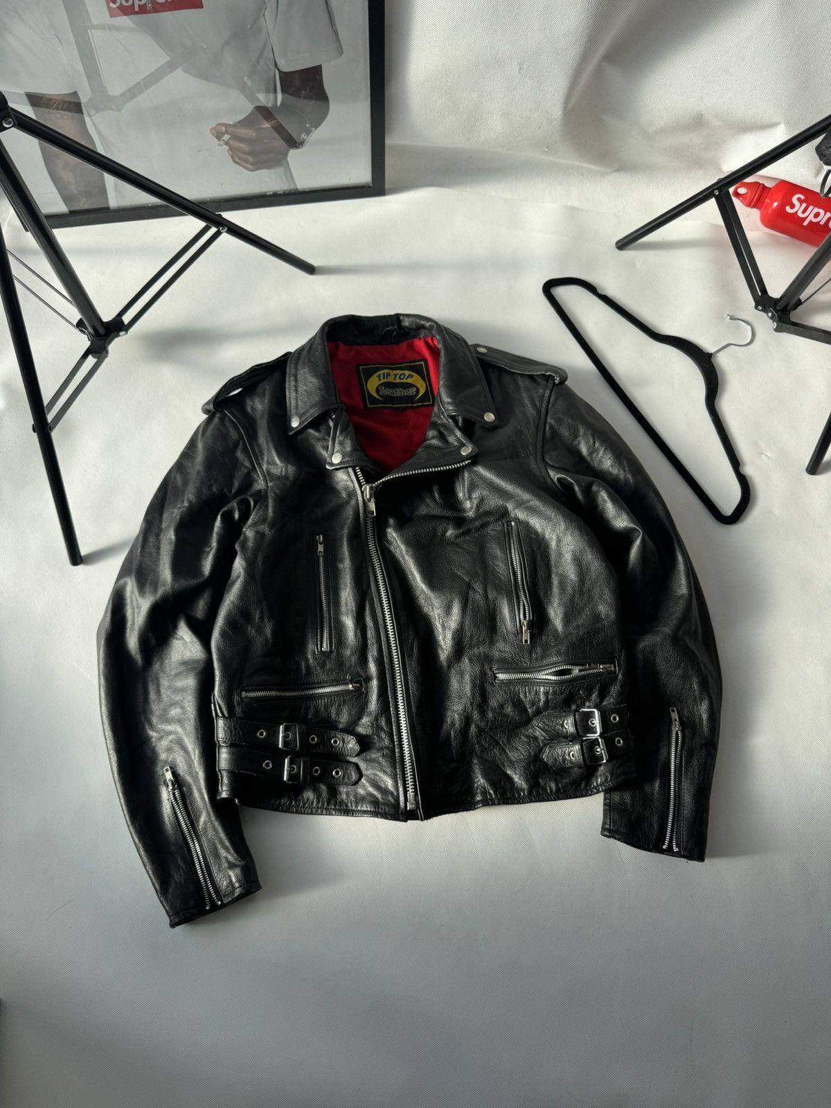 Vintage Vintage Leather Jacket Black Large Zip Up Motorcycle Biker Size US L / EU 52-54 / 3 - 3 Thumbnail
