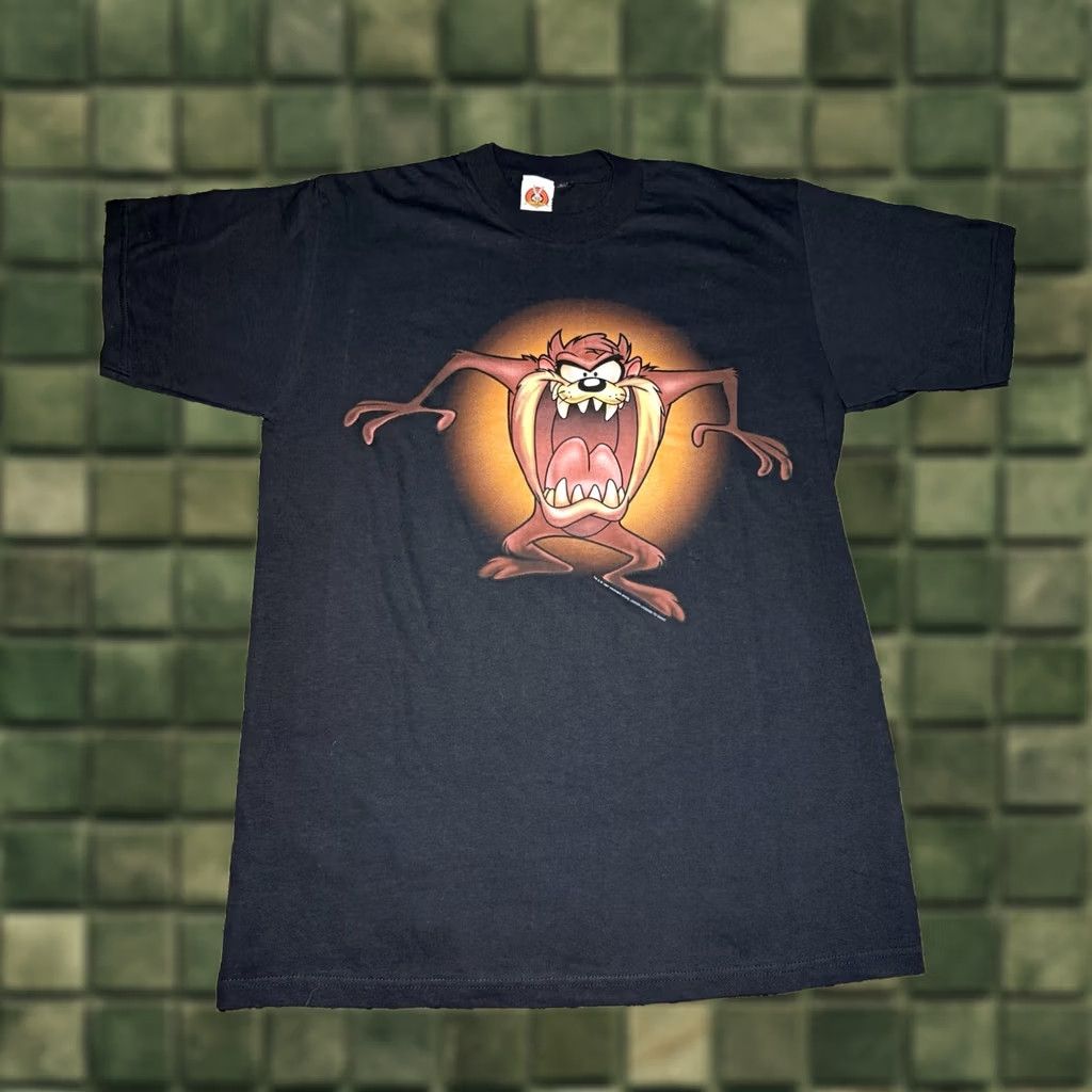 Vintage VINTAGE Looney Tunes Taz Tasmanian Devil Tee Shirt Jerry Leigh Mens XL Shirt Black 90s Cartoon Graphic Print Crew Neck Short Sleeve Cotton Canvas Size US XL / EU 56 / 4 - 1 Thumbnail