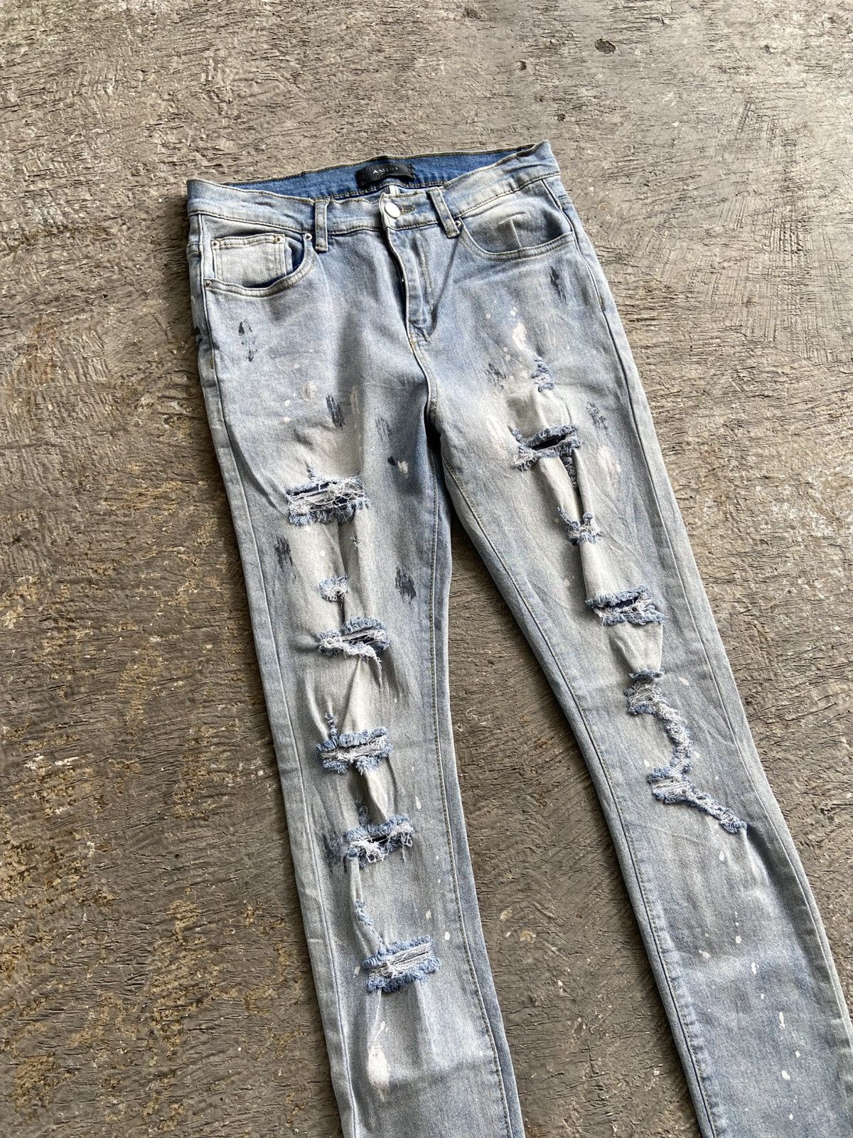 Other Painting Crazy Destressed Skinny Jeans Pants Size US 30 / EU 46 - 2 Thumbnail