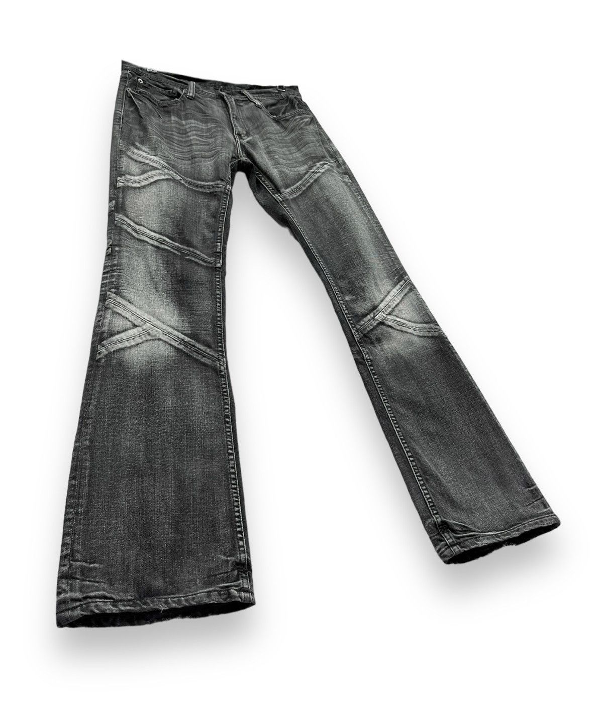 Pro Edge BLACK PUNK FLARE🔥Vintage EDGE X RUPERT Black Spliced Denim Size US 31 - 6 Thumbnail