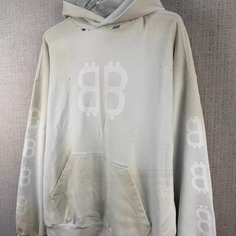 Balenciaga Balenciaga Mud-dyed distressed Bitcoin print hooded long-s Size US XS / EU 42 / 0 - 2 Thumbnail