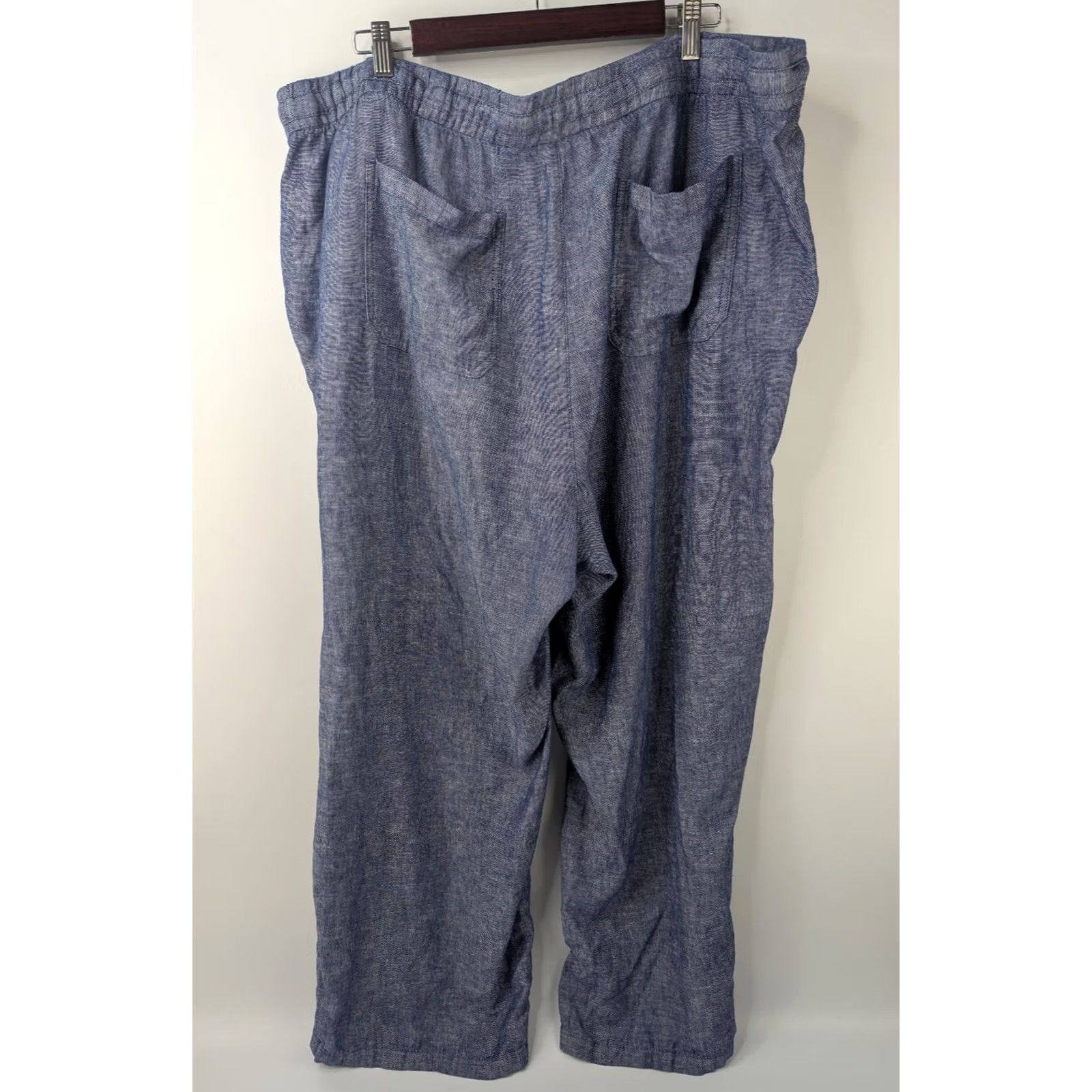 Old Navy Old Navy Linen Blend Wide Leg Pants Womens 2XL Chambray Blue 675993 Size 40" / US 18 - 3 Thumbnail