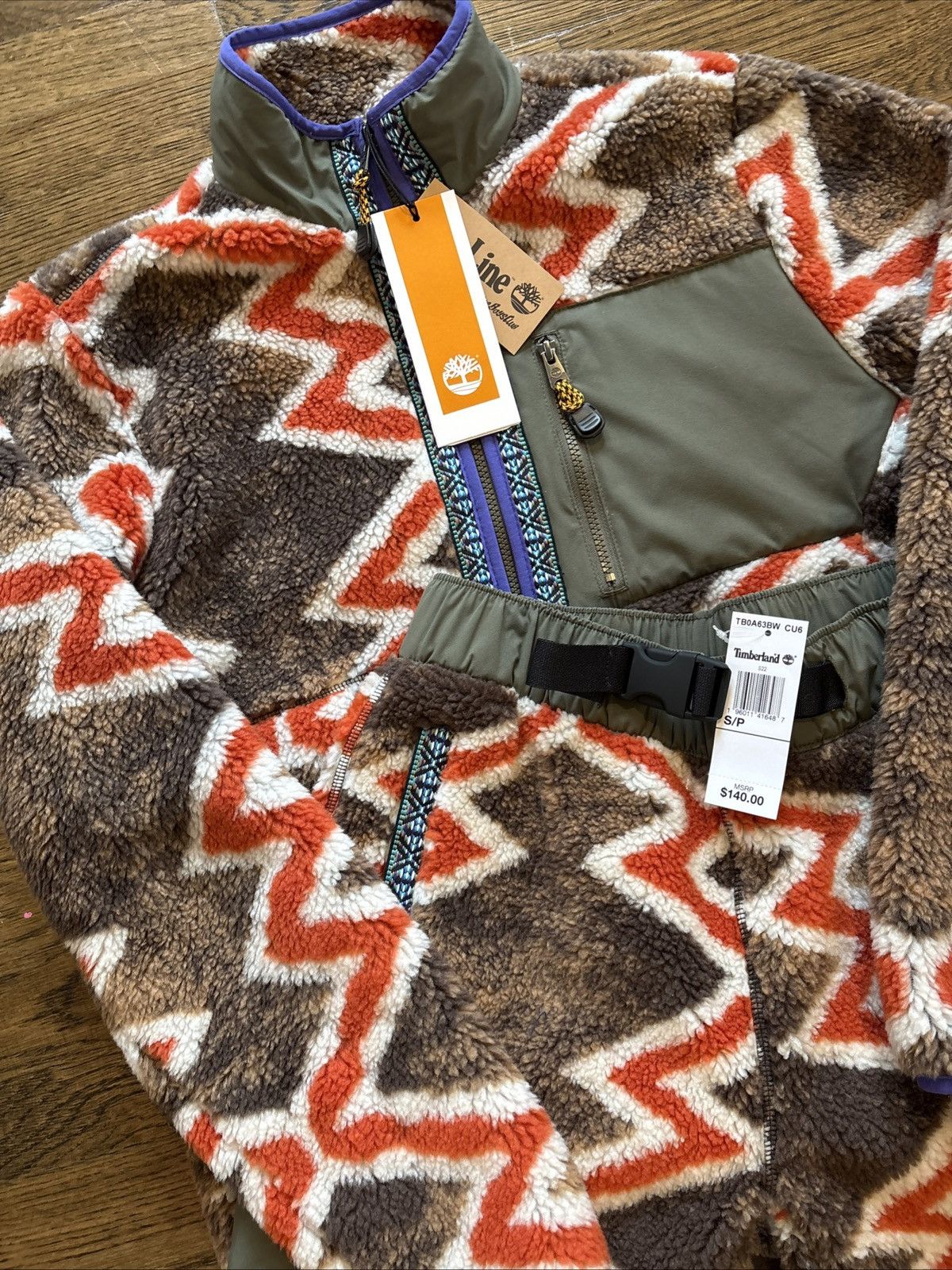 Timberland x Bee Line x BBC Fleece Set NWT sz Sm “Zig Zag”