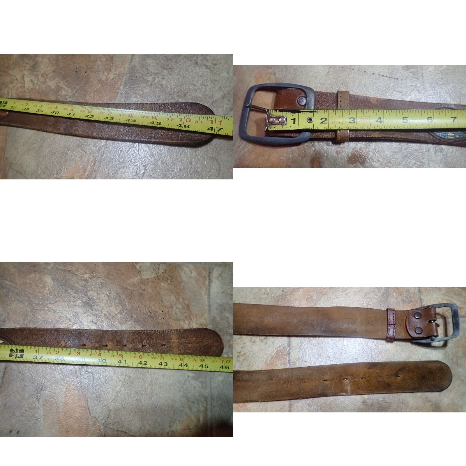 Vintage VINTAGE Western Hand Painted Cowhide Leather Belt Mens Size 40 Brown Size 40 - 8 Thumbnail