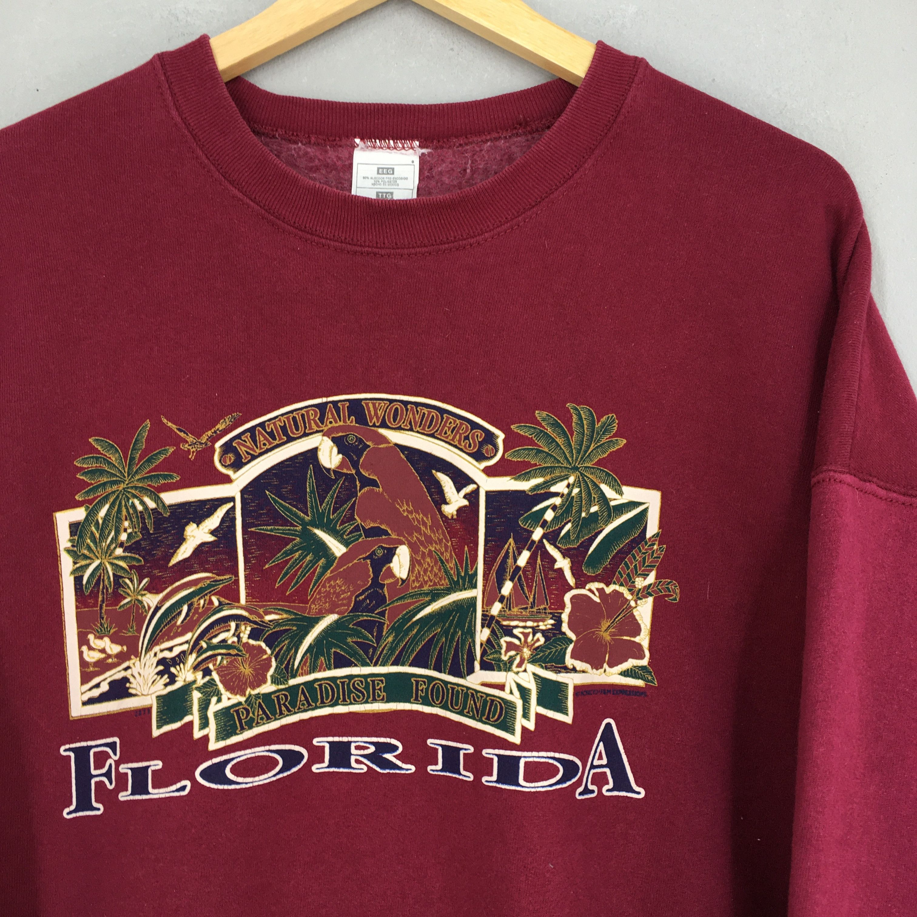Paradise Vintage 90s Paradise Found Florida Red Sweatshirts Oversize Size US XXL / EU 58 / 5 - 2 Thumbnail