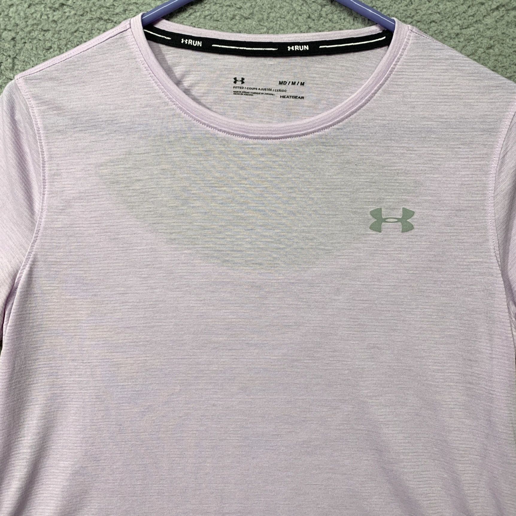 Under Armour Under Armour Run Pullover Top Womens M Lt Purple Orange Logo Fitted Headgear Shirt Size M / US 6-8 / IT 42-44 - 2 Thumbnail