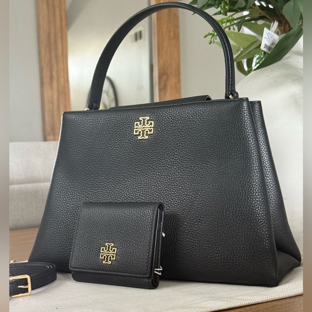 Tory Burch 880+! New Tory Burch Britten in black Leather Satchel and Br Size ONE SIZE - 1 Thumbnail