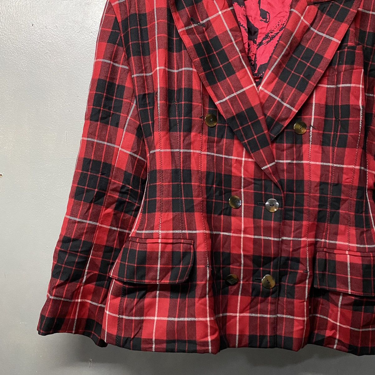 Jean Paul Gaultier Vintage Jean Paul Gaultier Red Tartan Hourglass Jacket Size 40S - 2 Thumbnail