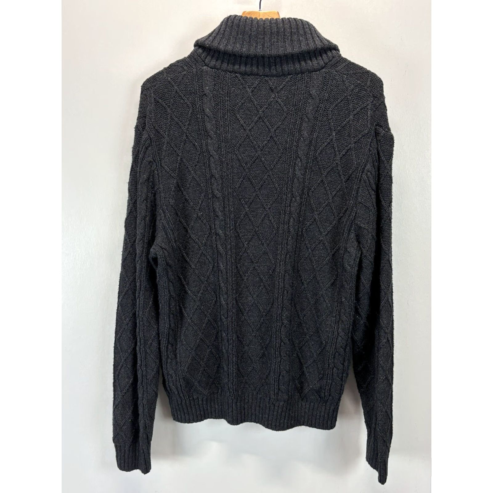 Haggar VINTAGE Haggar Shawl Collar Sweater Mens L Gray Cable-Knit Fisherman Neutral Cotton Blend Pullover Mens L Gray Size US L / EU 52-54 / 3 - 3 Thumbnail