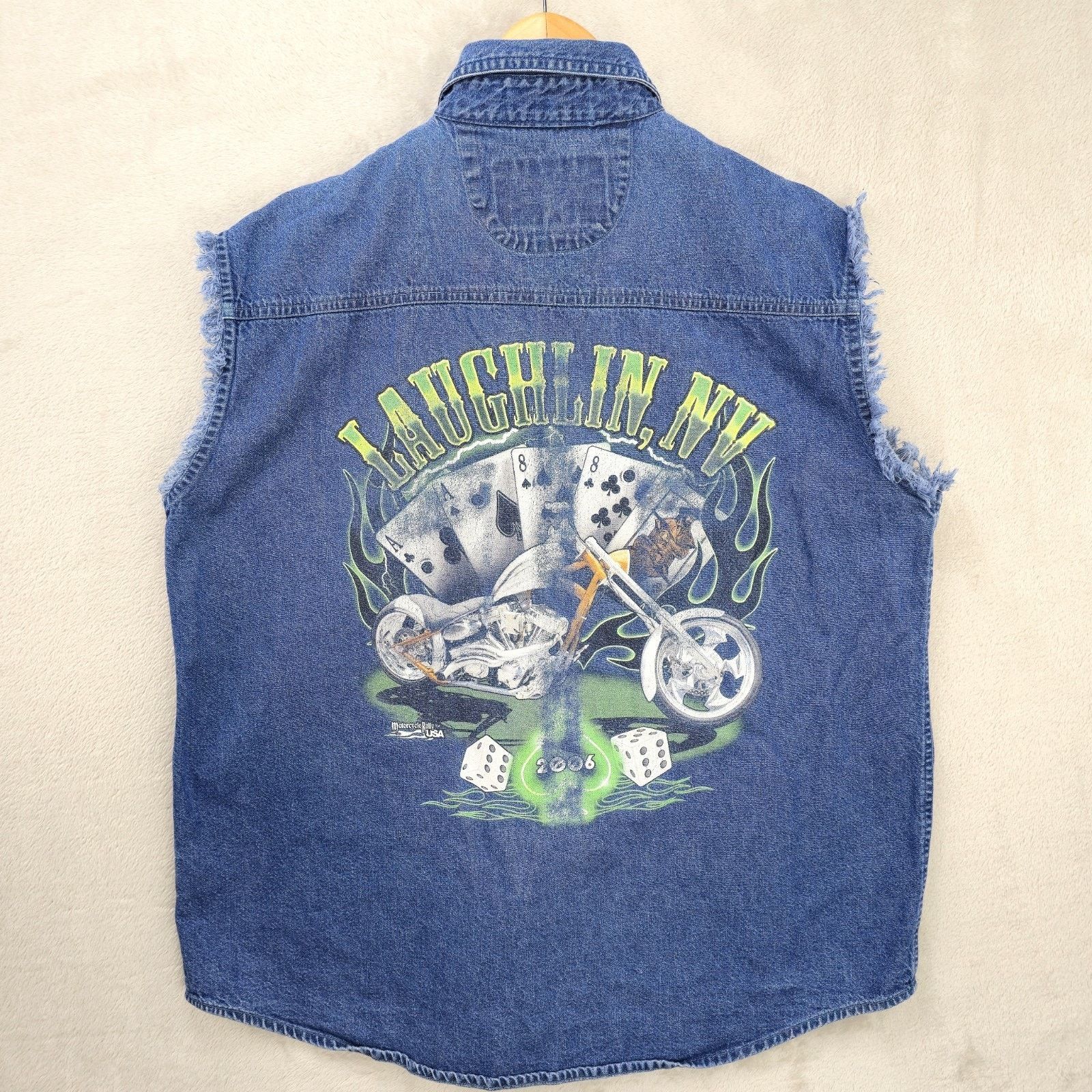 Other Laughlin Nevada Motorcycle Rally Denim Shirt Med 2006 Y2K Size US M / EU 48-50 / 2 - 1 Thumbnail
