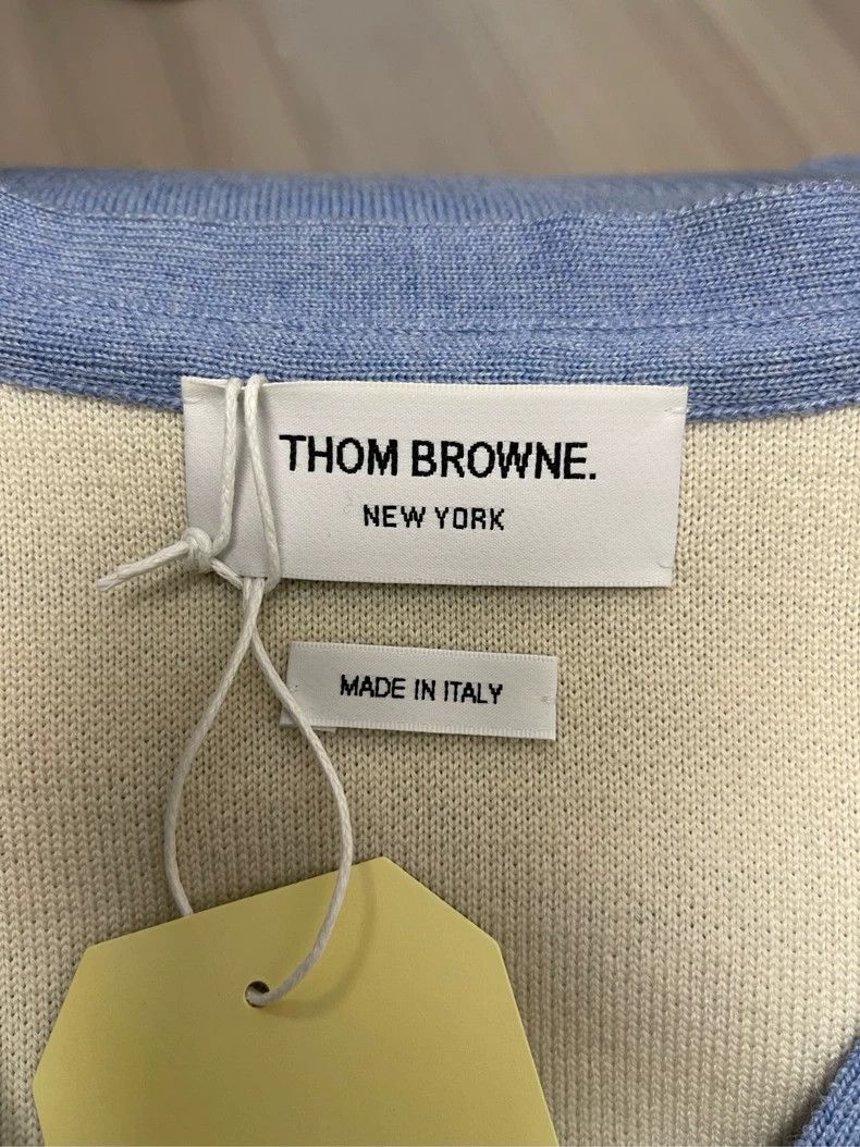 Thom Browne Thom Browne Sky blue back dolphin four-striped wool cardiga Size US S / EU 44-46 / 1 - 5 Thumbnail