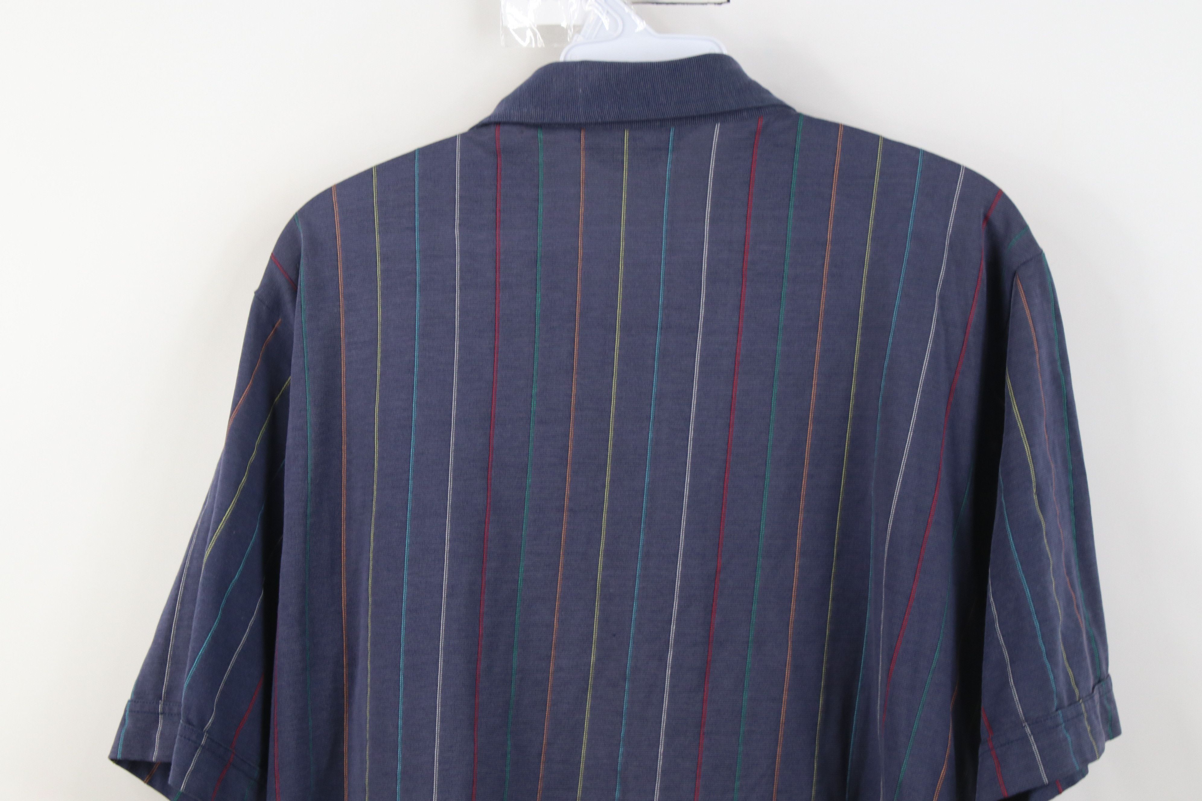 Vintage Vintage 70s 80s Streetwear Thin Rainbow Striped Knit Polo Size US L / EU 52-54 / 3 - 11 Thumbnail