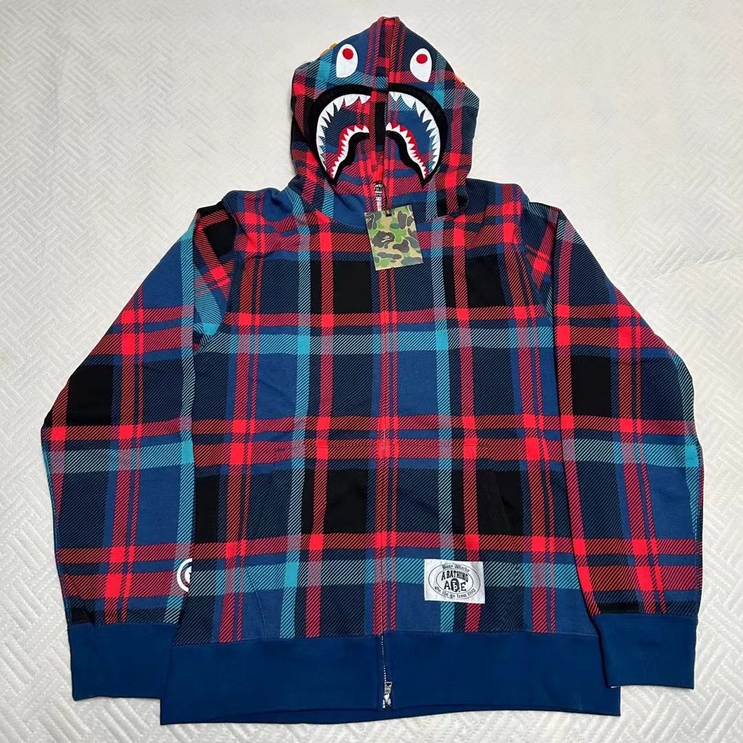 Bape BAPE CHECK SHARK RULL ZIP HOODIE Size US XL / EU 56 / 4 - 1 Thumbnail