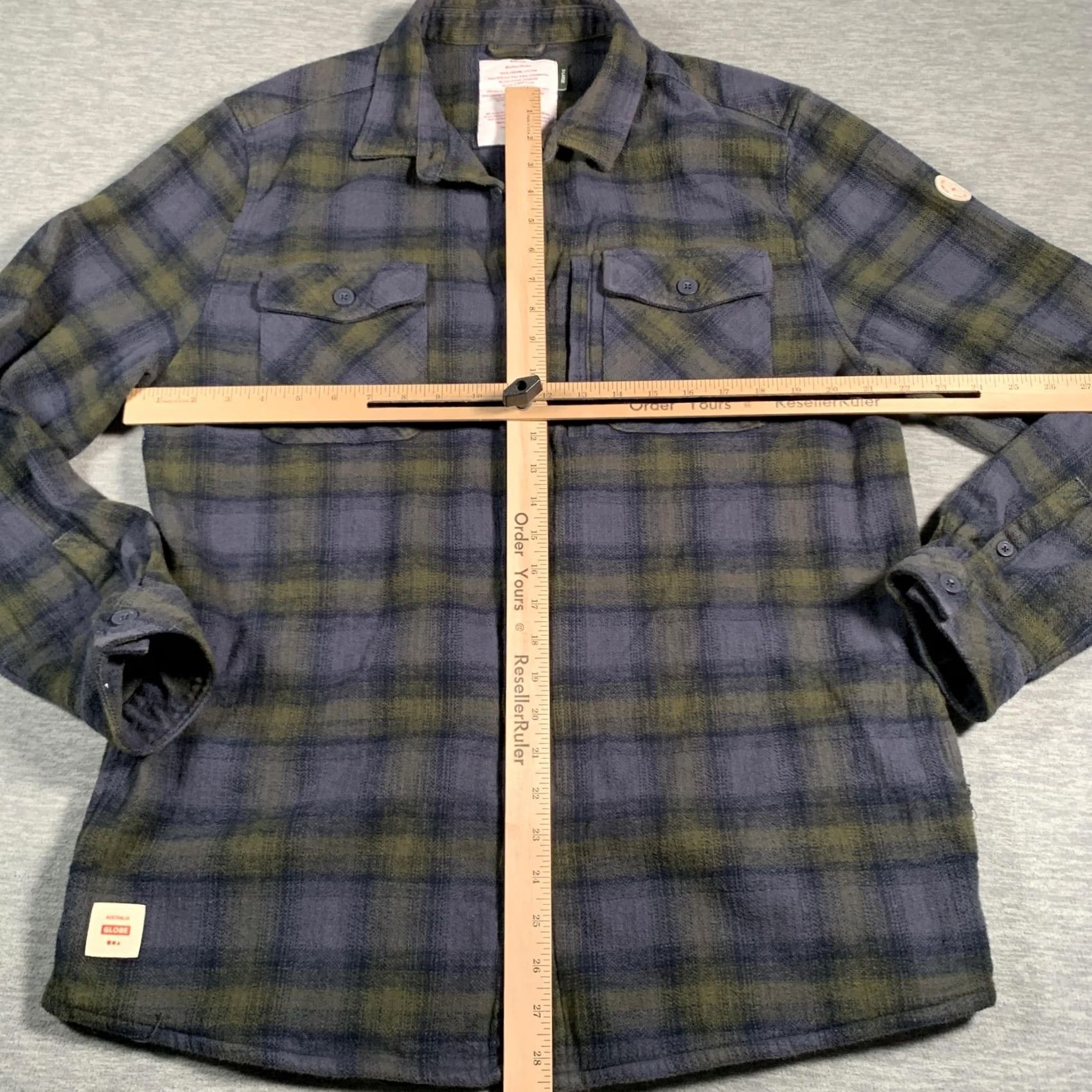 Globe Globe Wanderer Shacket Shirt Mens XL Blue Green Plaid Button Up Size US XL / EU 56 / 4 - 5 Thumbnail