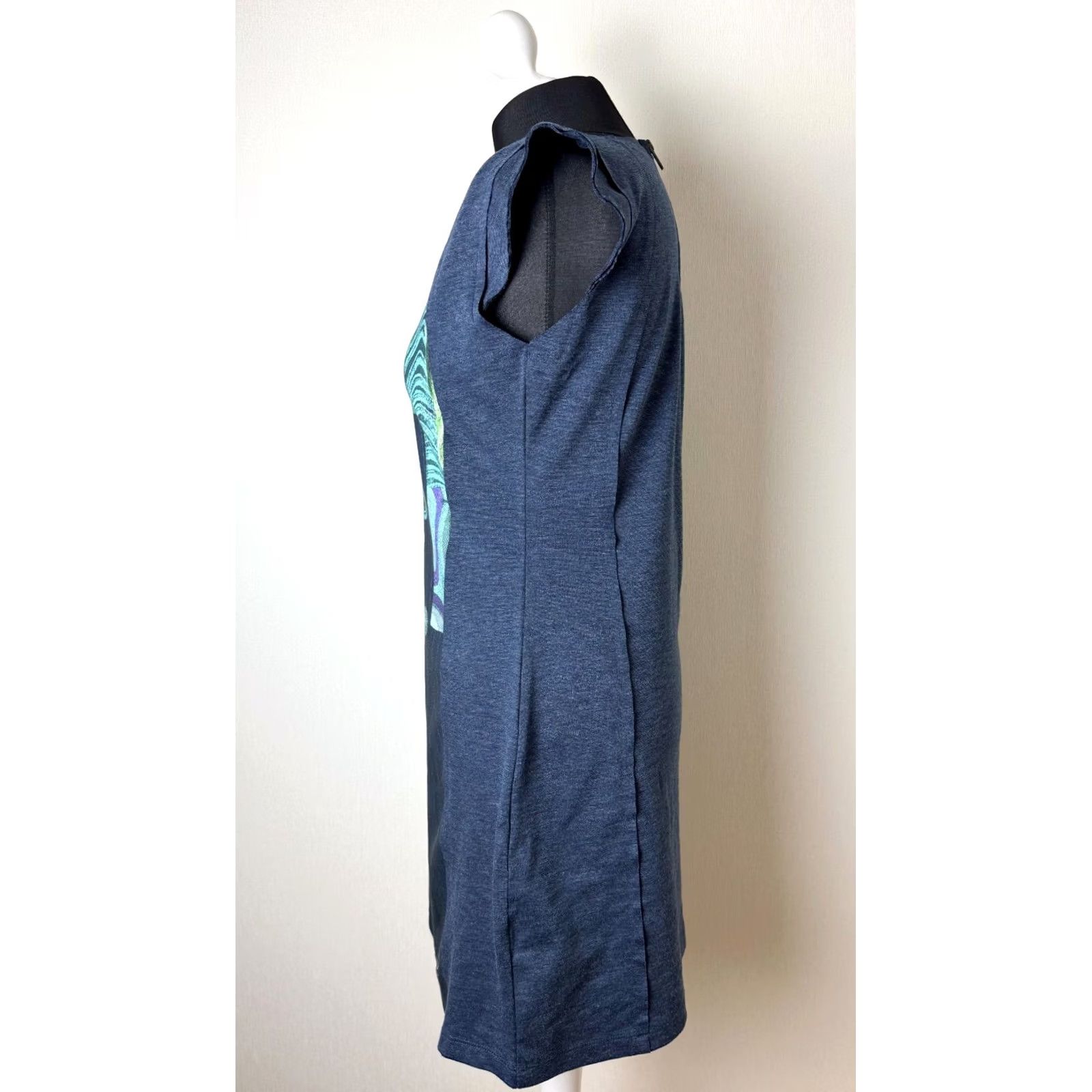 Desigual Desigual Women Blue Dress L A-Line Dress Short 84 cm 48 cm Womens Desigual Dress Size L / US 10 / IT 46 - 4 Thumbnail