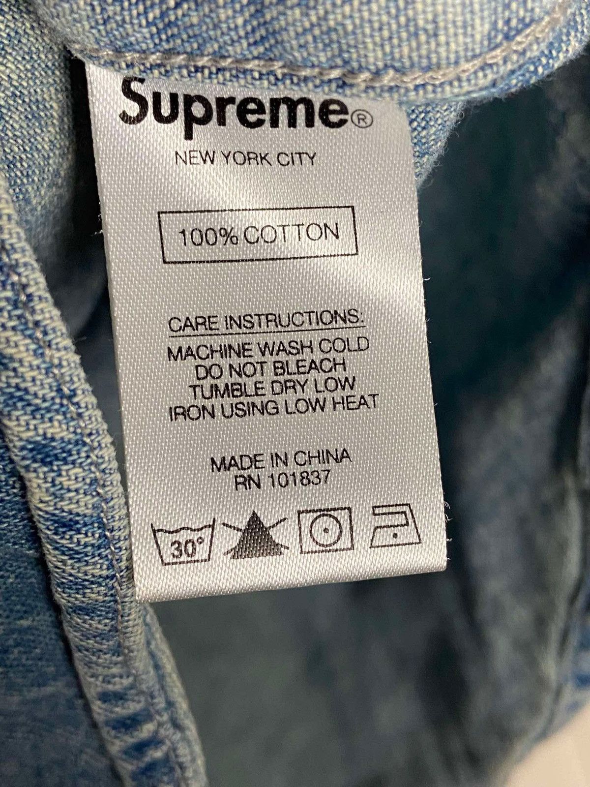 Supreme Used Supreme Classic Logo Denim Shirt FW20 Size L Blue 