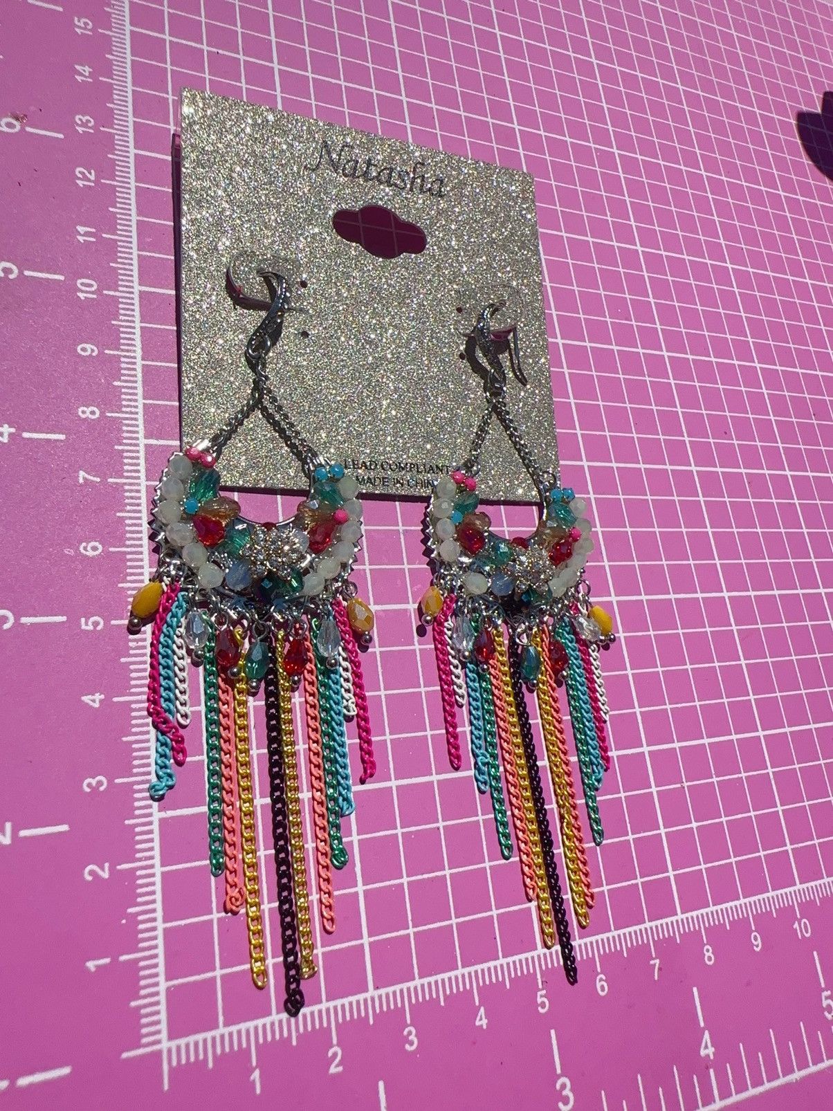 Designer Natasha silver tone circle beads flower colorful tassel Size ONE SIZE - 4 Thumbnail