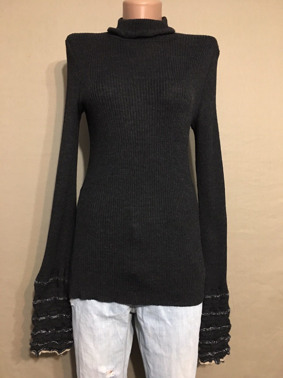 Marithe + Francois Girbaud Marithe Francois Girbaud Black Wool Designer Sweater EU 40 Size M / US 6-8 / IT 42-44 - 2 Thumbnail