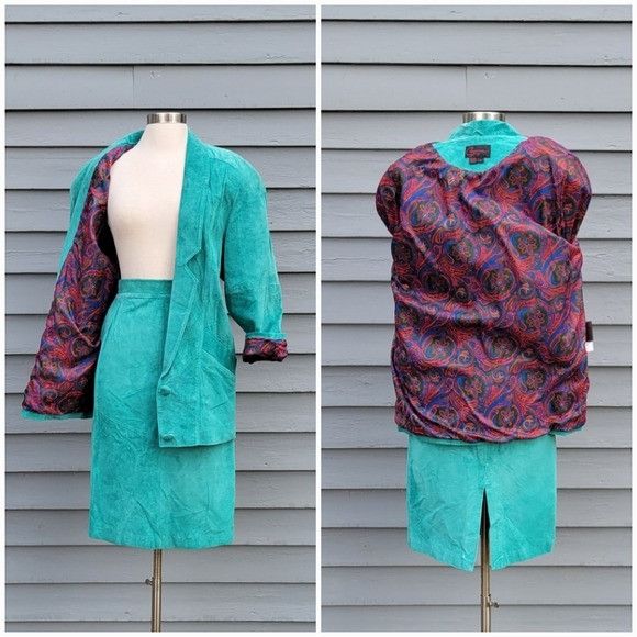 Vintage Vintage 80s Turquoise Suede Leather Western Boho Cayenne Bla Size S / US 4 / IT 40 - 6 Thumbnail