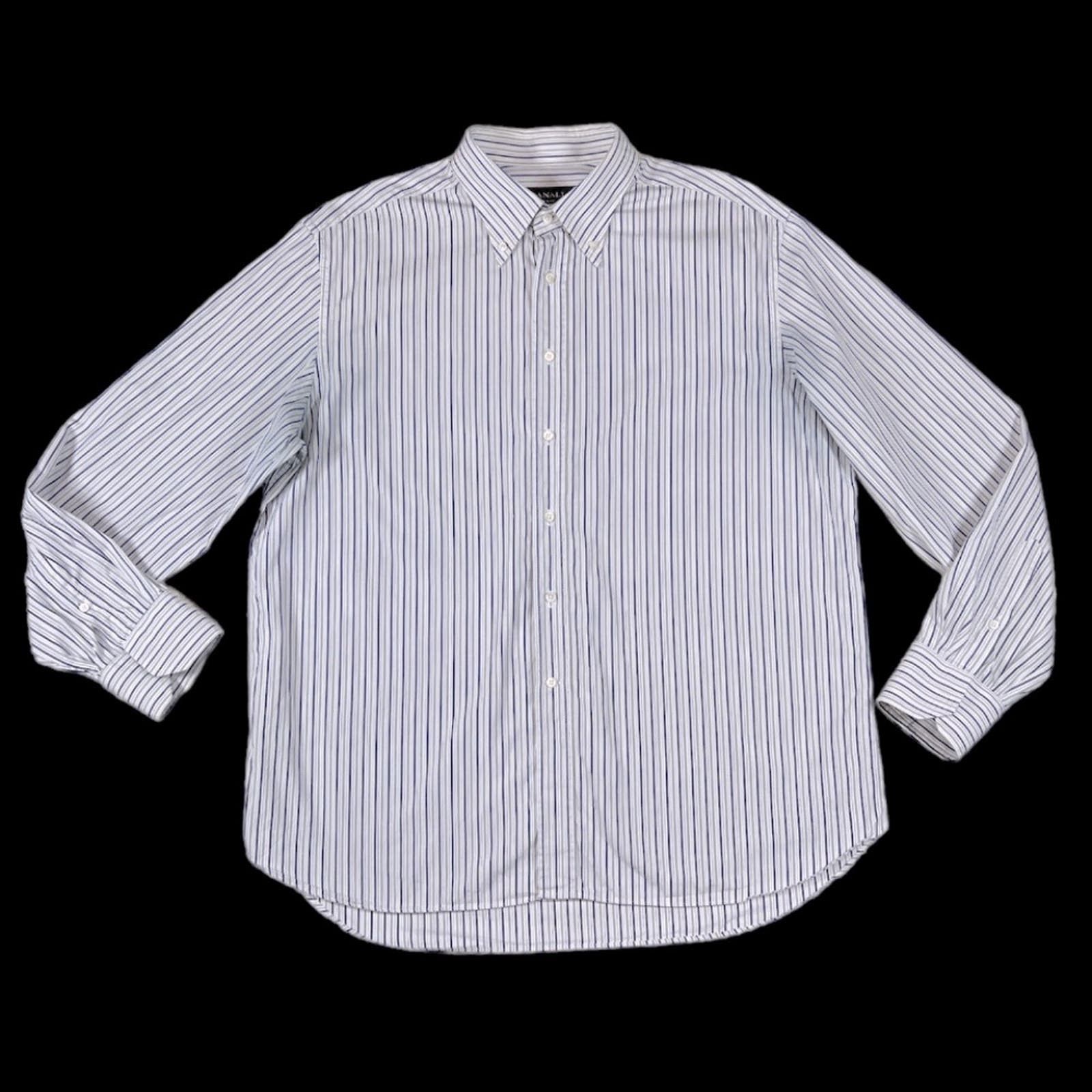 image of Canali Shirt In White/blue: Italian Craftsmanship | Size 44, Men's