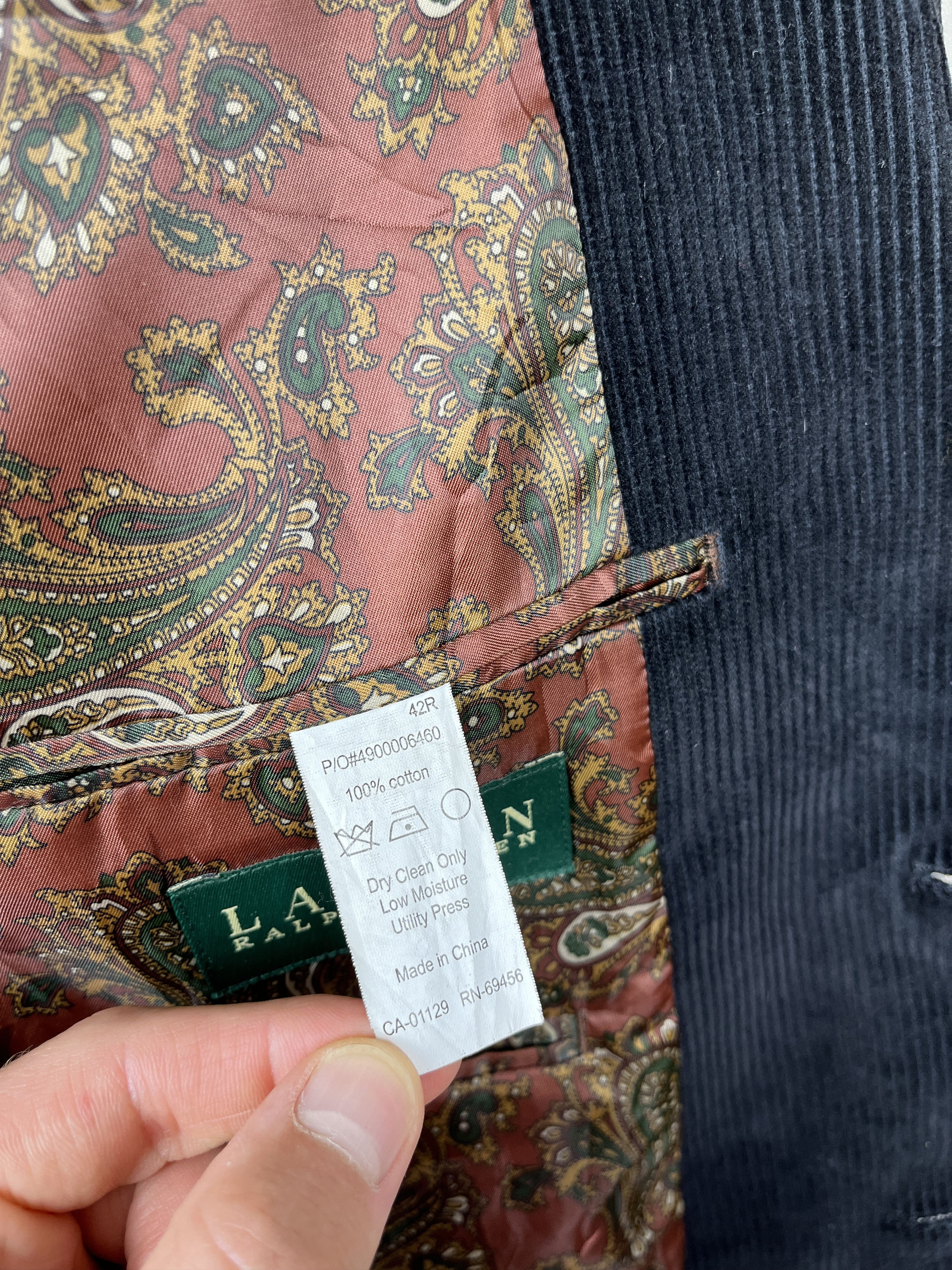 Lauren Ralph Lauren Lauren Ralph Lauren Paisley Lining Corduroy Blazer Coat Size 42R - 14 Thumbnail