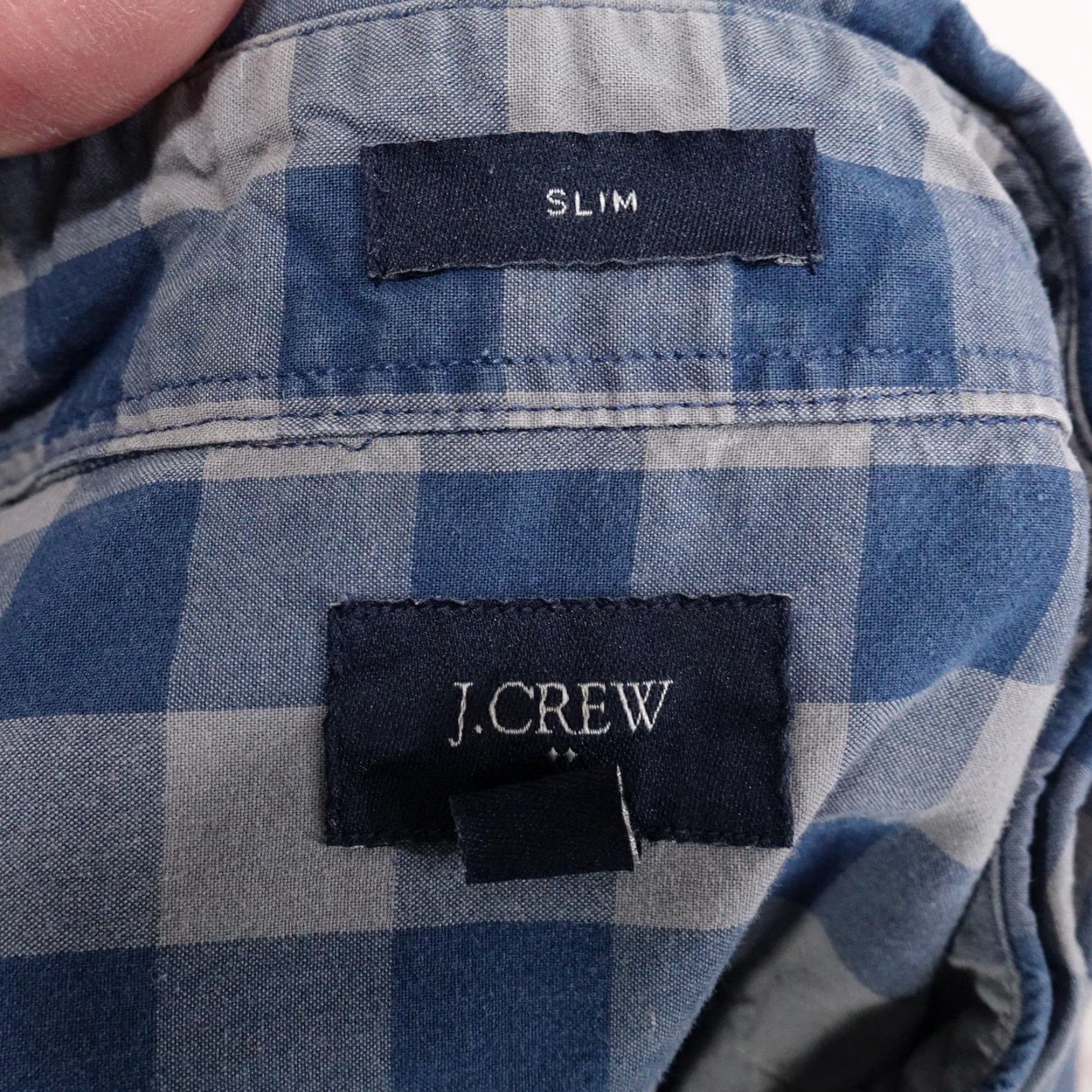 J.Crew VINTAGE J.CREW Shirt Mens Medium Blue Gray Gingham Slim Fit Button-Down Long Sleeve Size US M / EU 48-50 / 2 - 6 Thumbnail