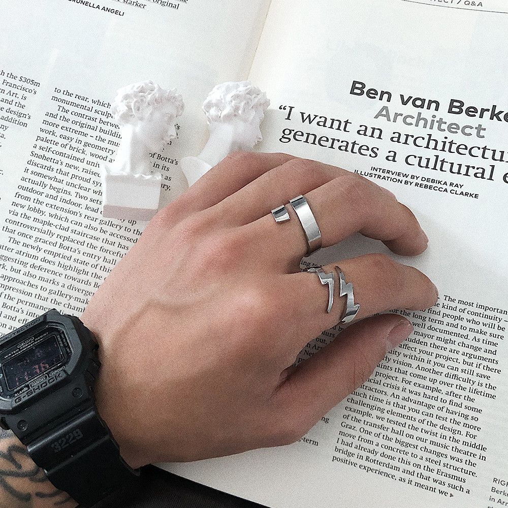 Avant Garde x Jewelry New Trend Jewelry Rings Open Ring (Size 7-13) in Silver, Men's