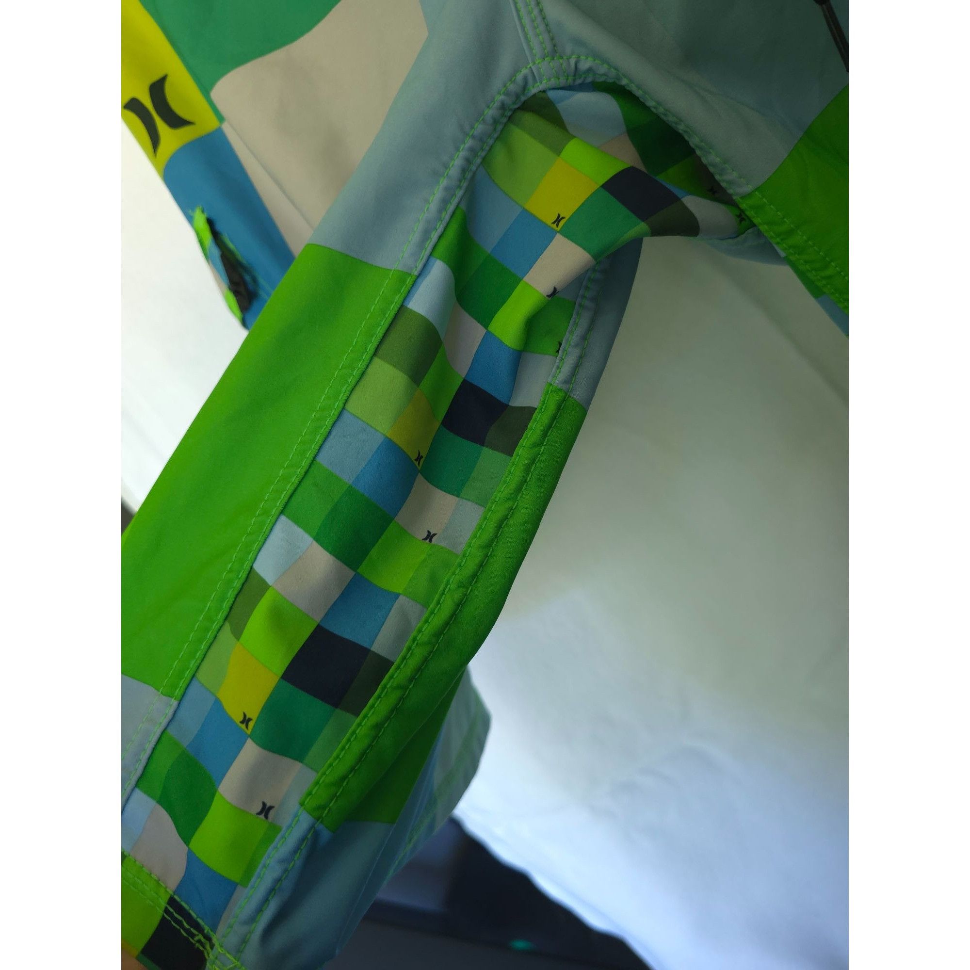 Hurley Hurley Phantom Mens Board Shorts 32 Green Plaid Drawstring S Size US 32 / EU 48 - 7 Thumbnail