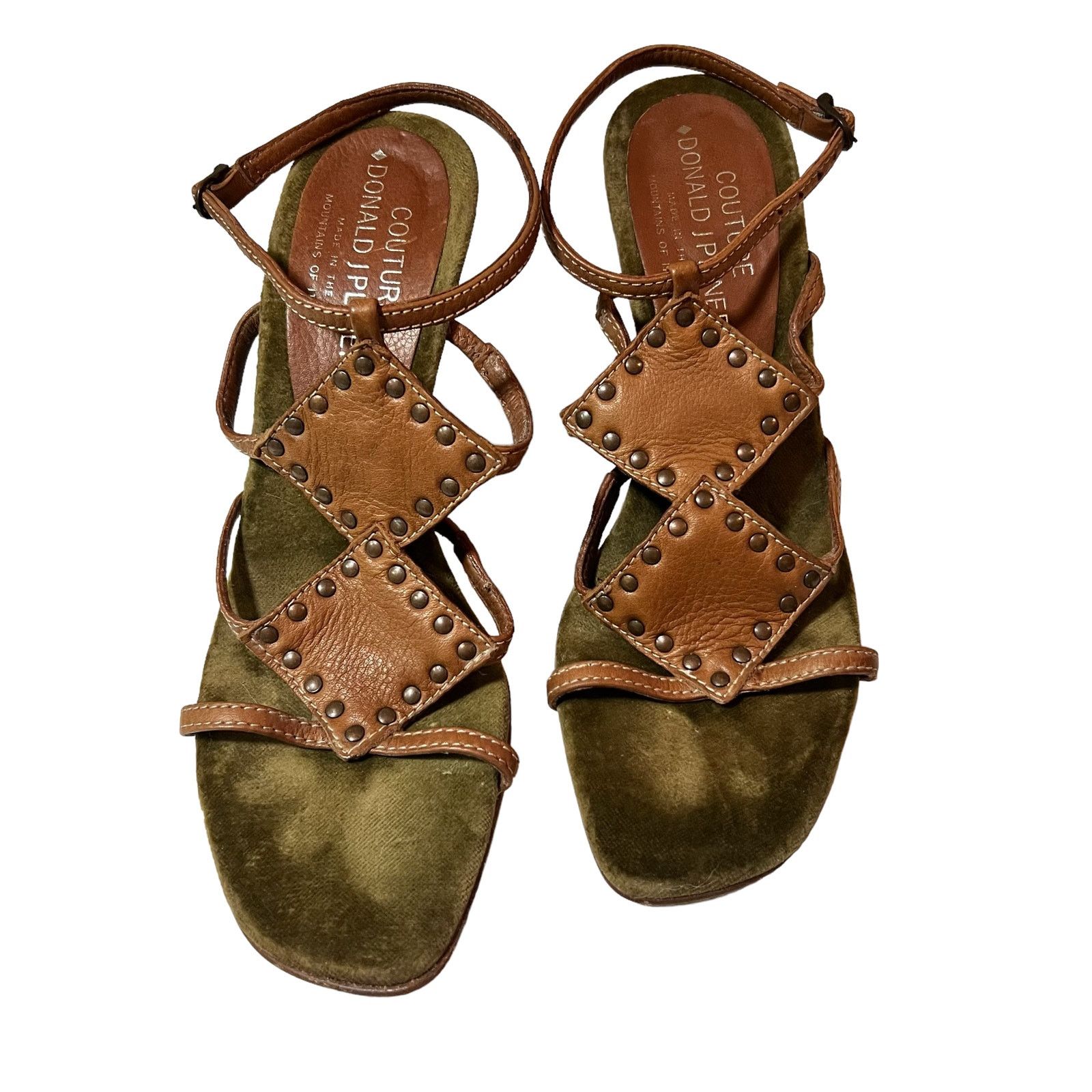 Donald Pliner Donald Pliner Devi Brown Leather 4” Heel Sandals Italy SZ 7 Size US 7 / IT 37 - 8 Thumbnail