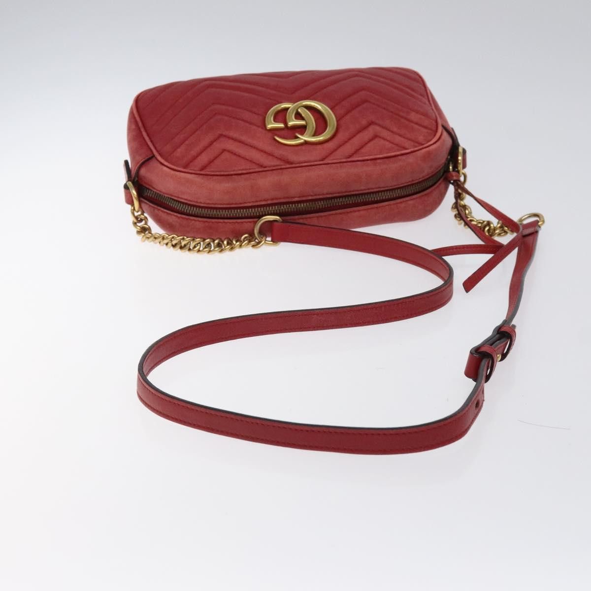 Gucci GUCCI GG Marmont Chain Shoulder Bag Leather Red Gold Size ONE SIZE - 7 Thumbnail