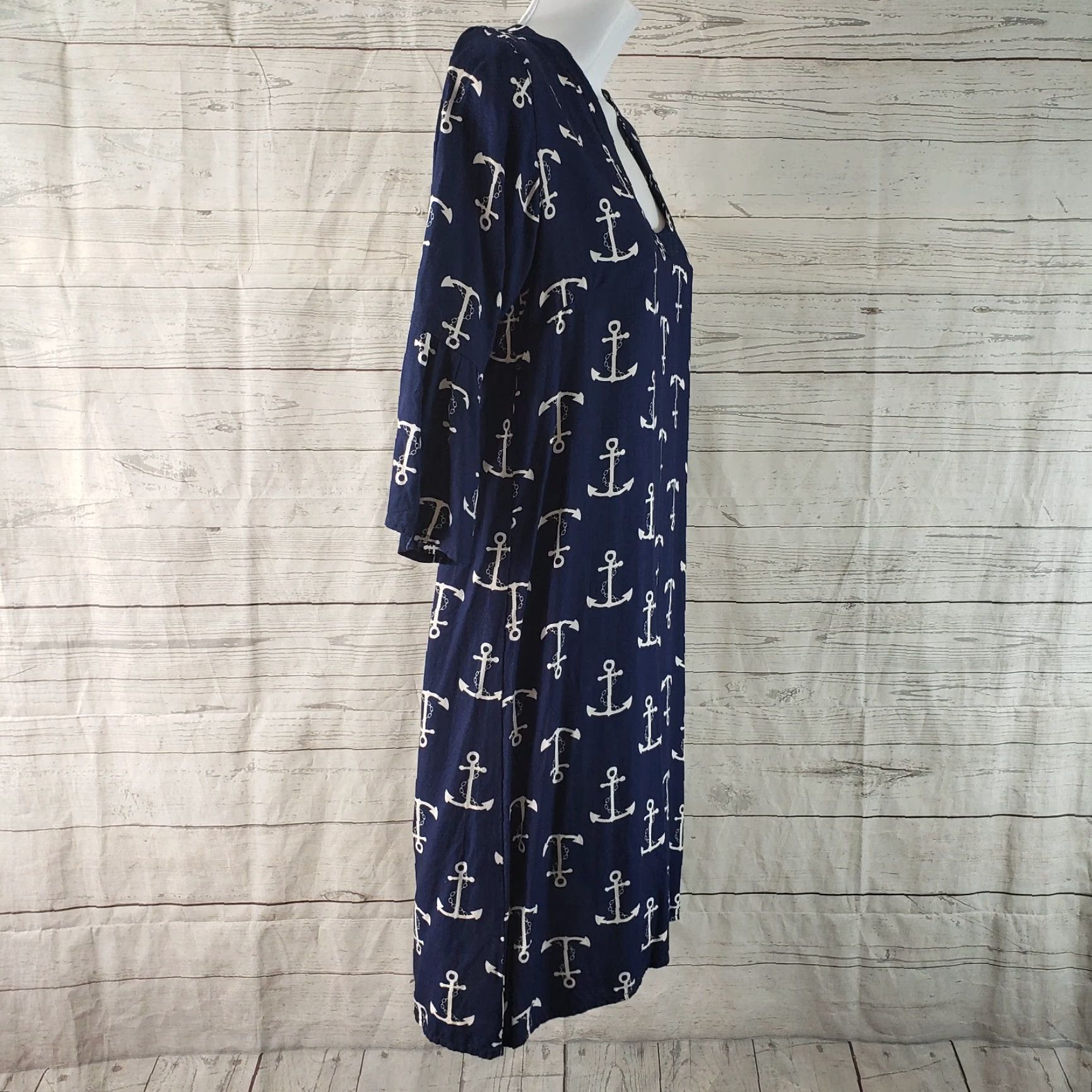 Escada Escapada Dress XS Blue White Anchors 3/4 Sleeve Womens XS Dress Casual Shift Size XS / US 0-2 / IT 36-38 - 3 Thumbnail