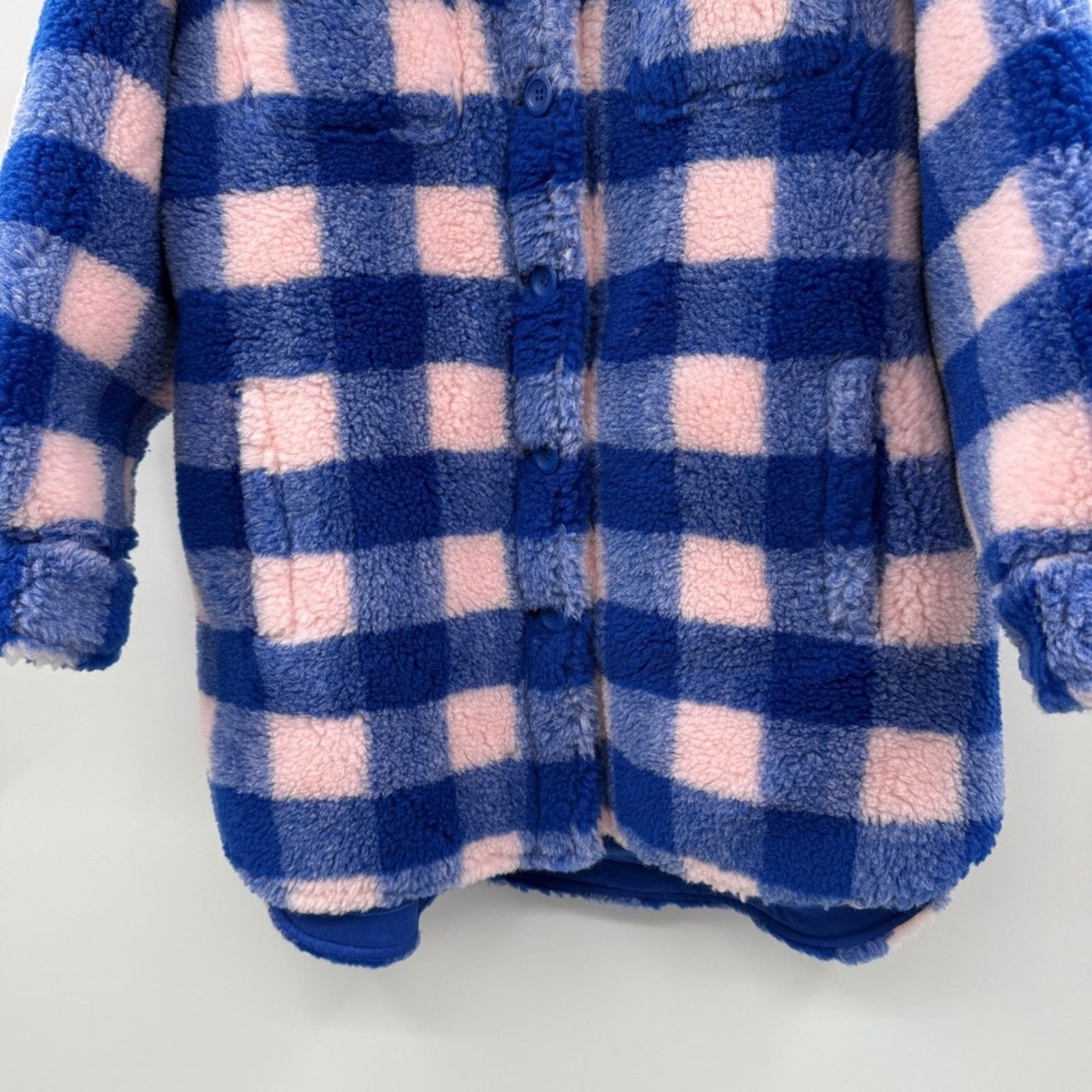 STAND STUDIO Stand Studio Sabi Oversized Blue & Pink Plaid Shacket Jacket Size XXS / US 00 / IT 34 - 5 Thumbnail