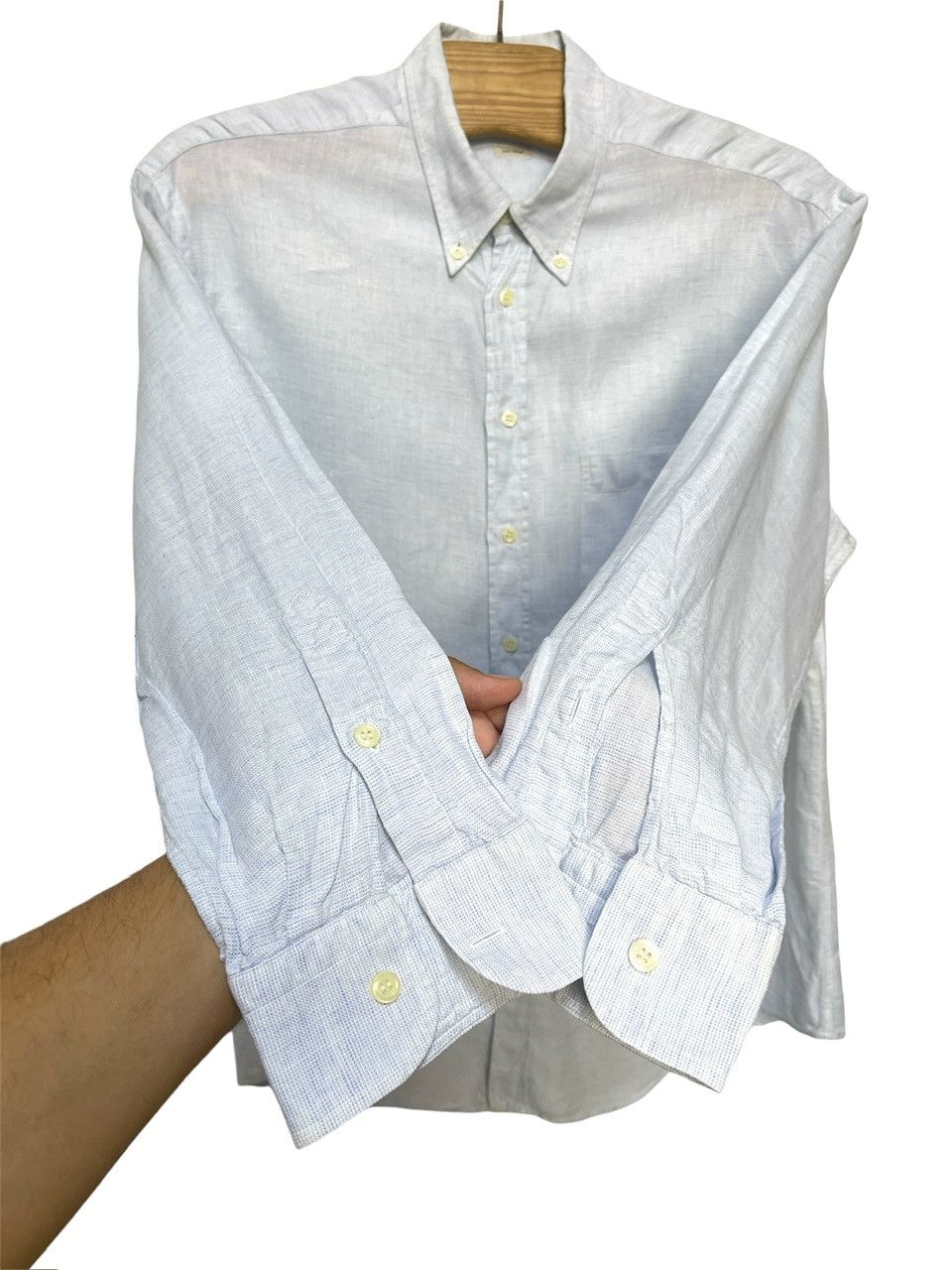 Ermenegildo Zegna 🔥 ermenegildo Zegna linen lino light blue shirt size xxl Size US XXL / EU 58 / 5 - 2 Thumbnail