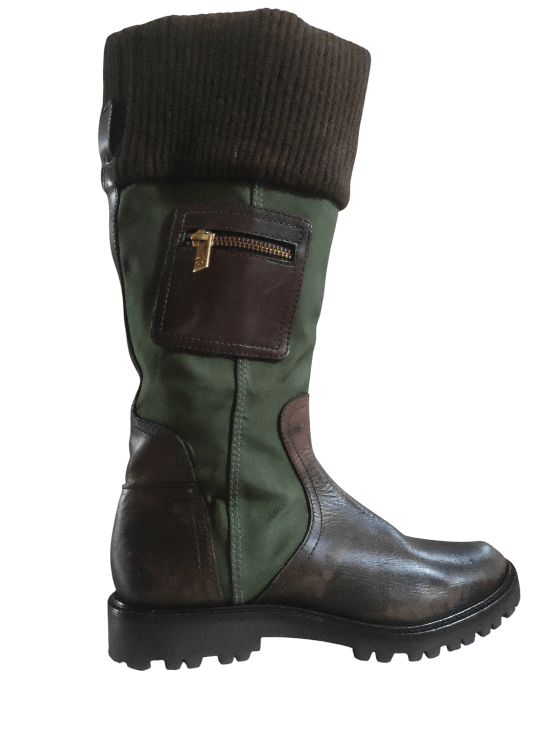 Tory Burch Tory Burch Military Green & Brown Leather Riding Boots. Size US 7.5 / IT 37.5 - 4 Thumbnail