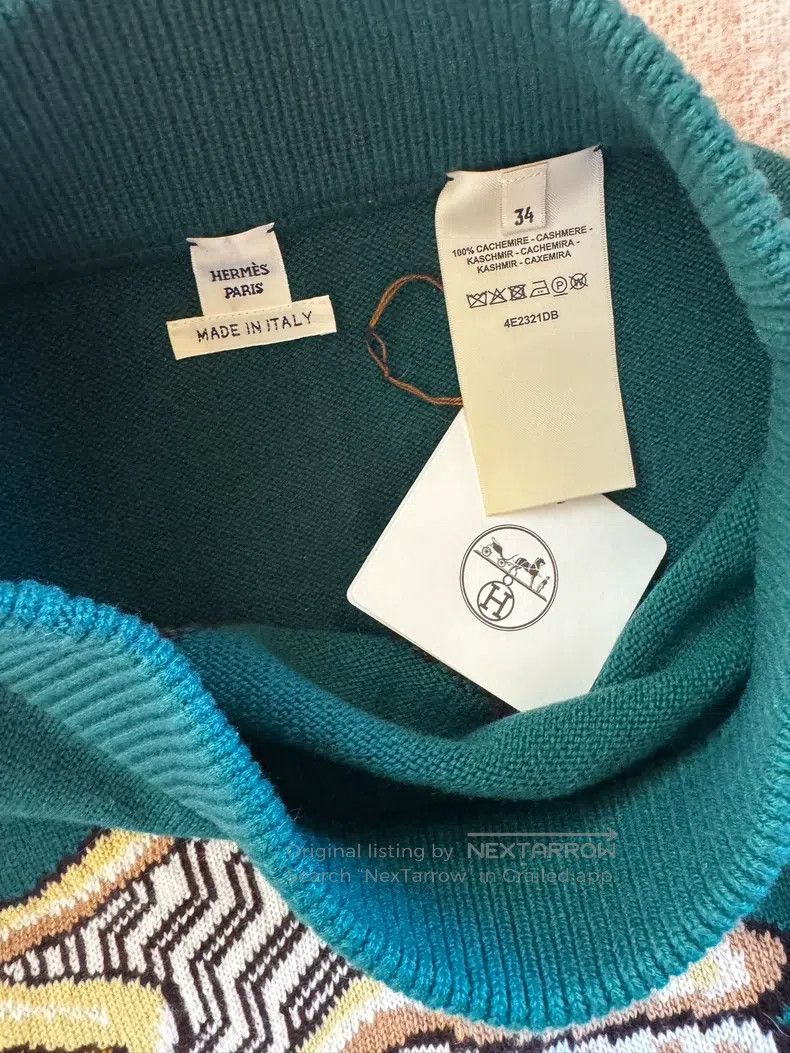Hermes Hermes Cashmere Short Skirt, Dark Green, Star Pattern Size 42" / US 20 - 4 Thumbnail