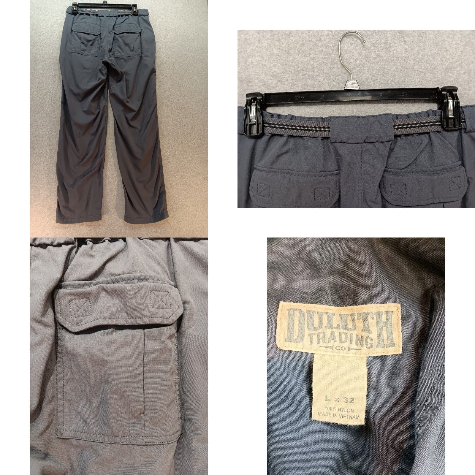 Vintage Duluth Flex Dry On The Fly Pants Men Large Gray Nylon Spandex Belted Relaxed Straight Front Size US 33 - 9 Thumbnail