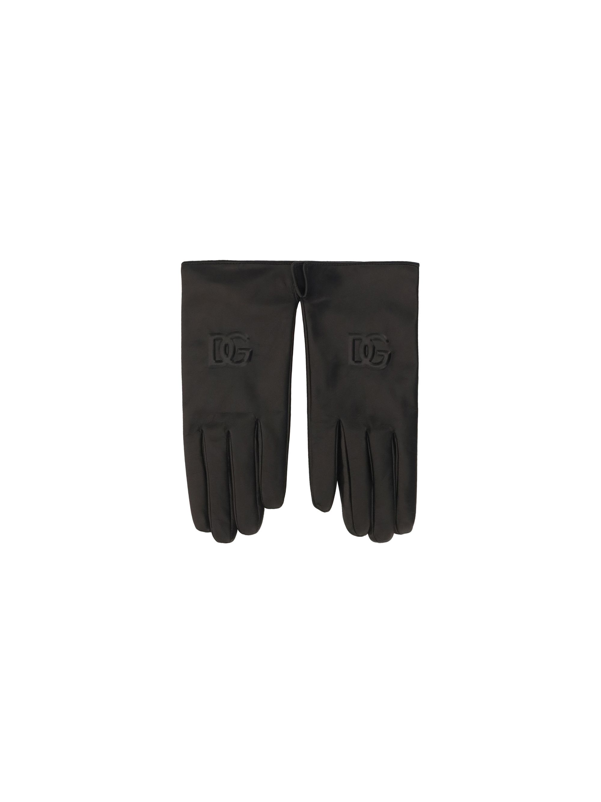 Dolce & Gabbana Gray Wool Shearling Studded Green Leopard Gloves main image 0