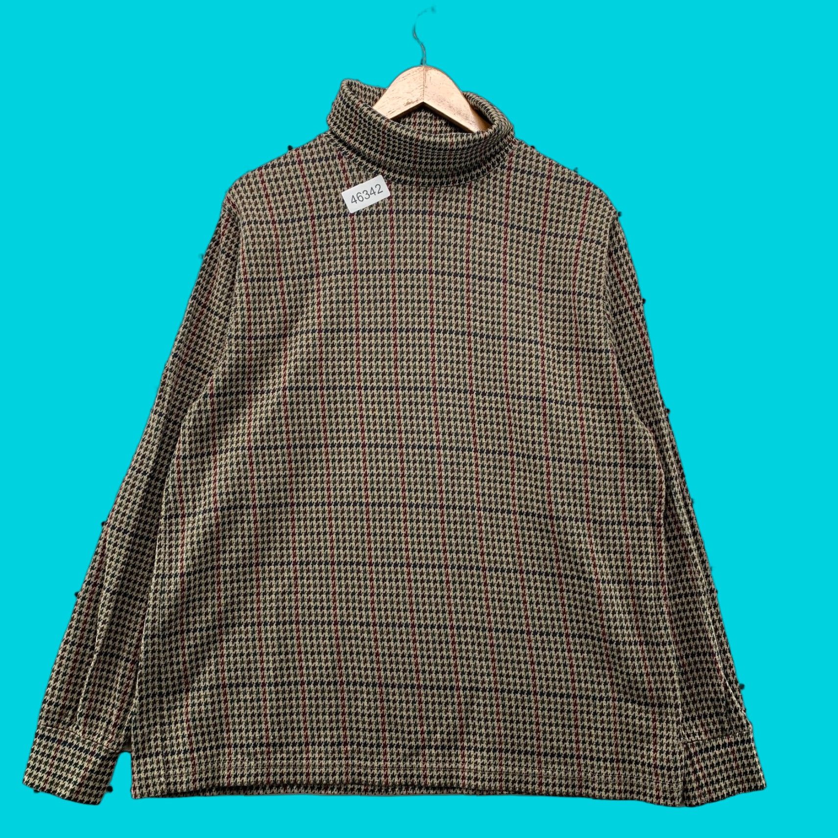 Lands' End VINTAGE Lands' End Sweater Womens XL Brown Herringbone Turtleneck Made USA Size XL / US 12-14 / IT 48-50 - 1 Thumbnail