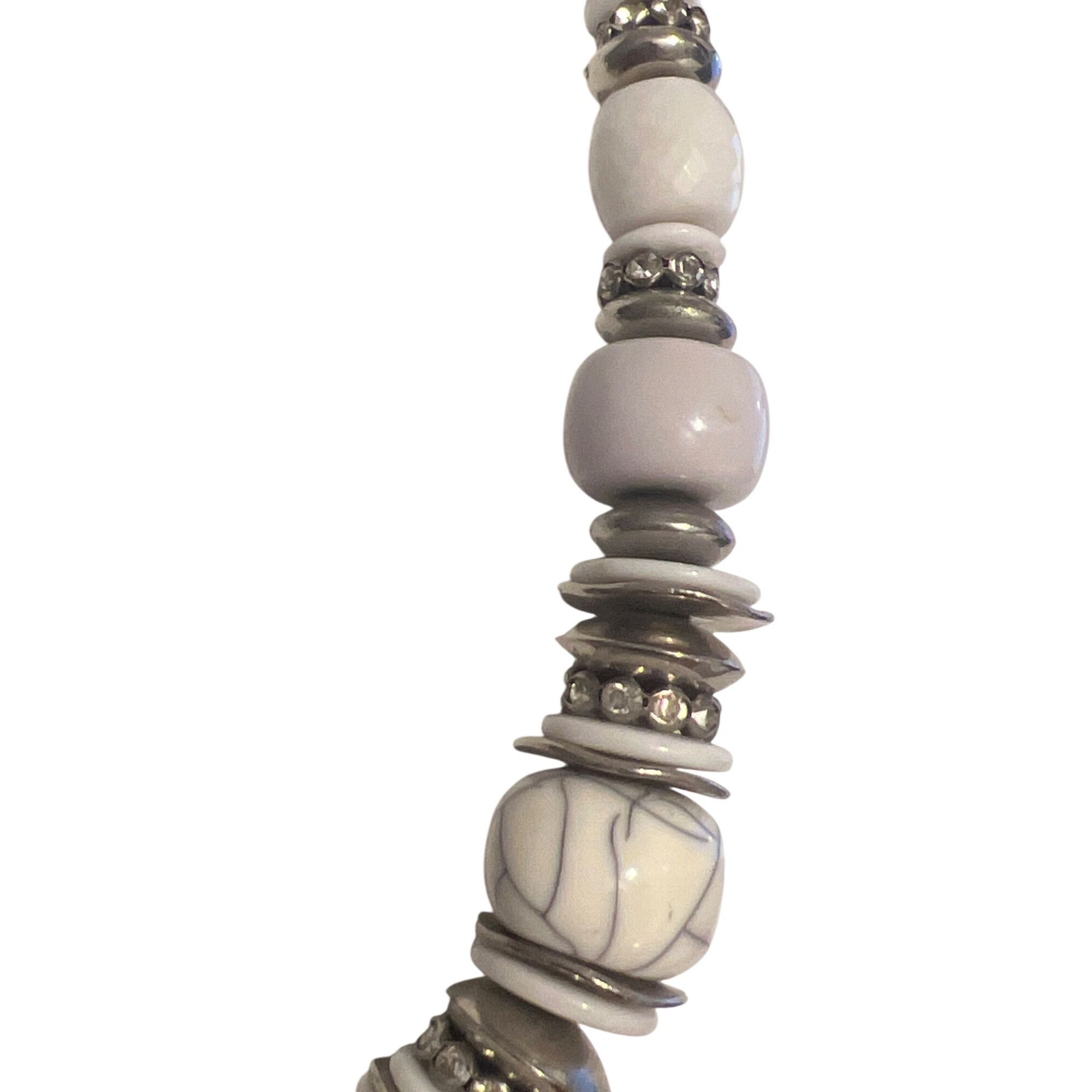 Other Vintage Silver Tone Chunky Necklace White Clear Rhinestones Size ONE SIZE - 3 Thumbnail