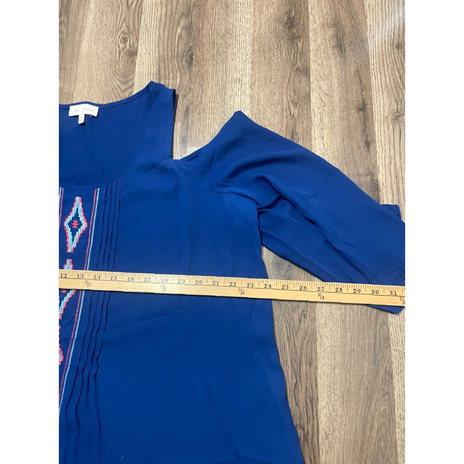 Vintage My Michelle Shirt Women's XXL Blue Orange Long Sleeve Open Shoulder Shirt Womens 2XL Orange Blue Open Shoulder Casual Modern 90s? Size XXL / US 16-18 / IT 52-54 - 5 Thumbnail
