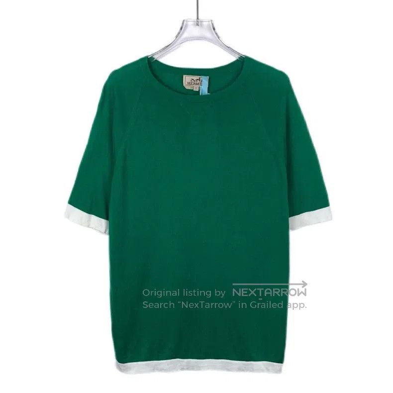 Hermes Hermes Green round-neck cotton knit short-sleeve Size US S / EU 44-46 / 1 - 1 Thumbnail